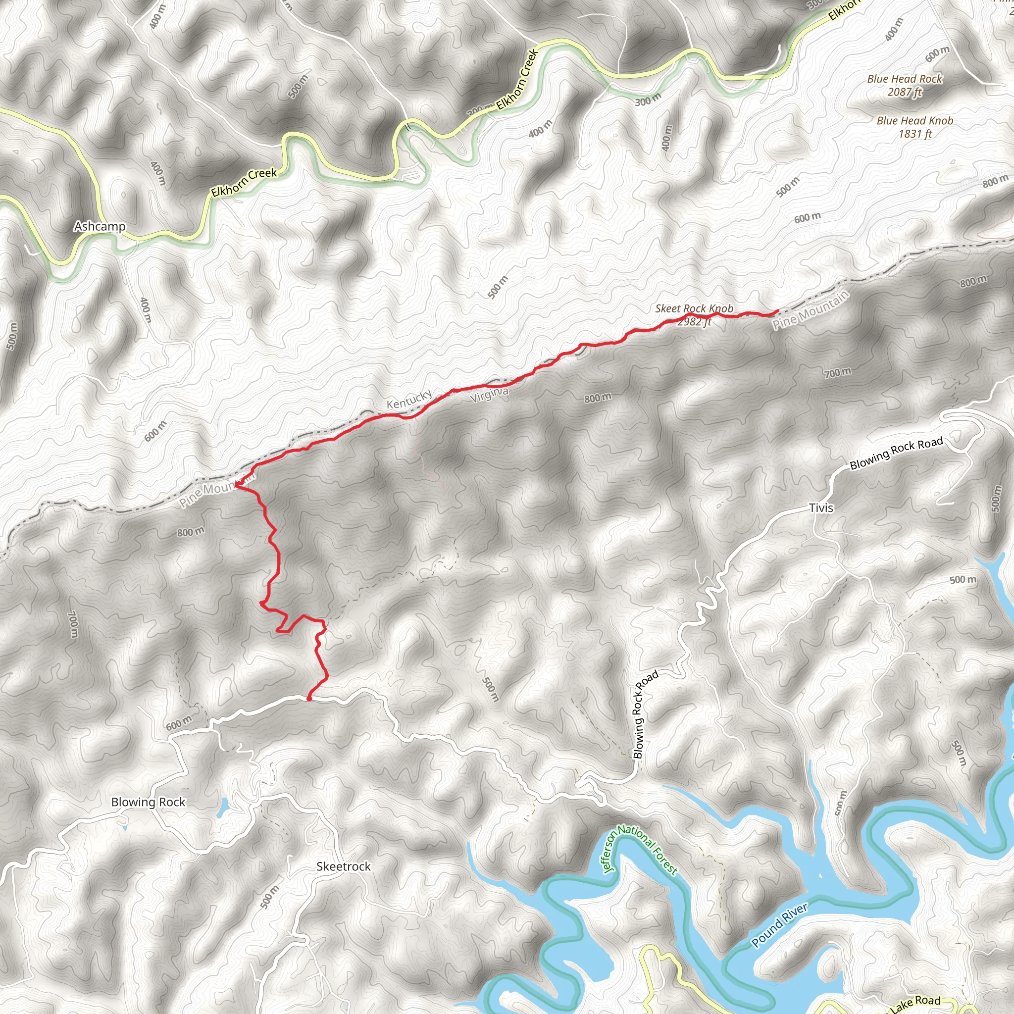 Skeet Rock Knob from Bartick Road mobile static map