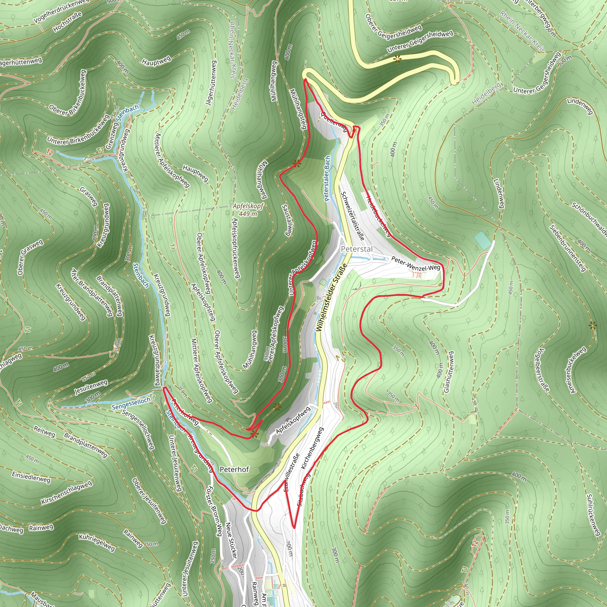 Unterer Apfelskopfv and Ziegelhausen mobile static map