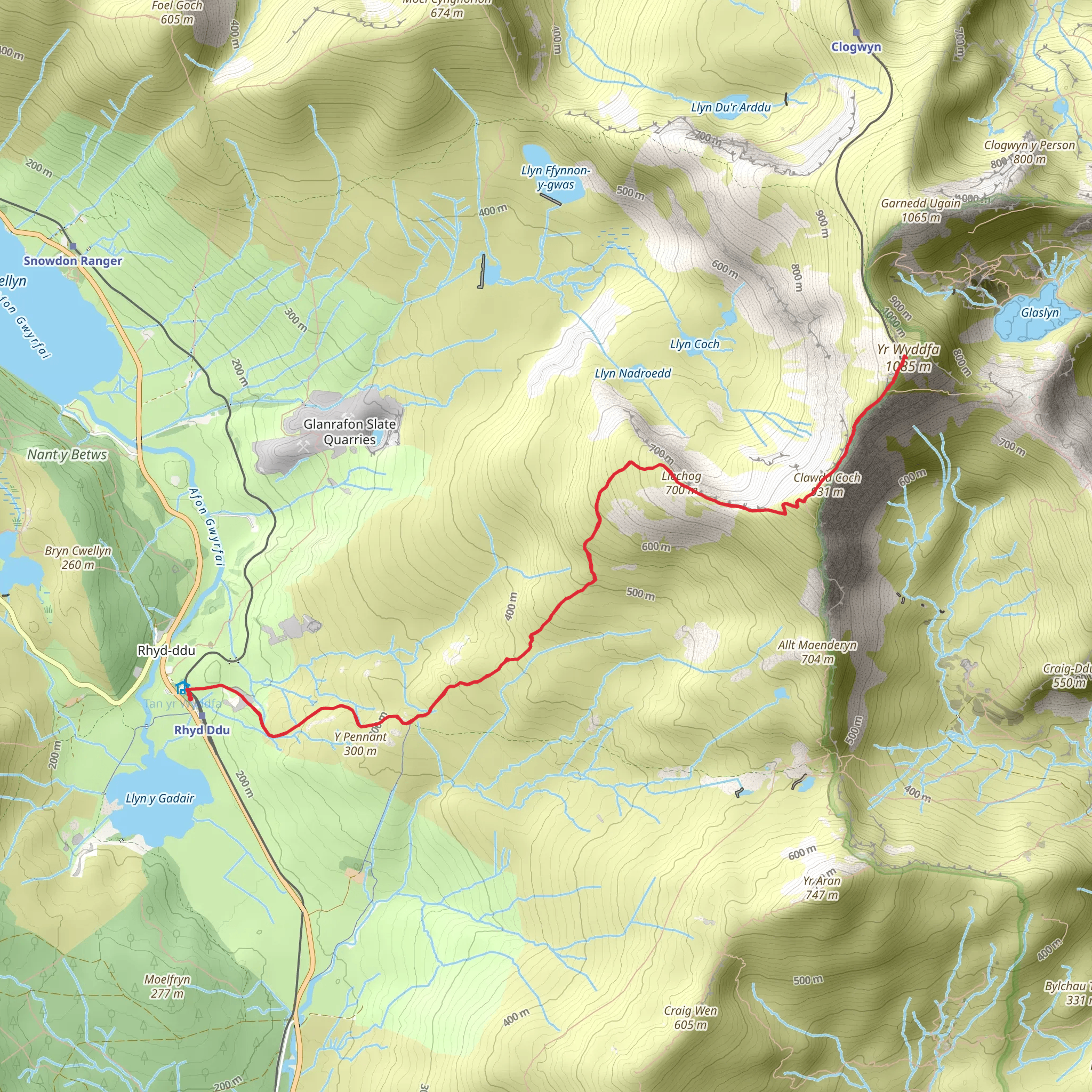 Rhyd Ddu Path mobile static map