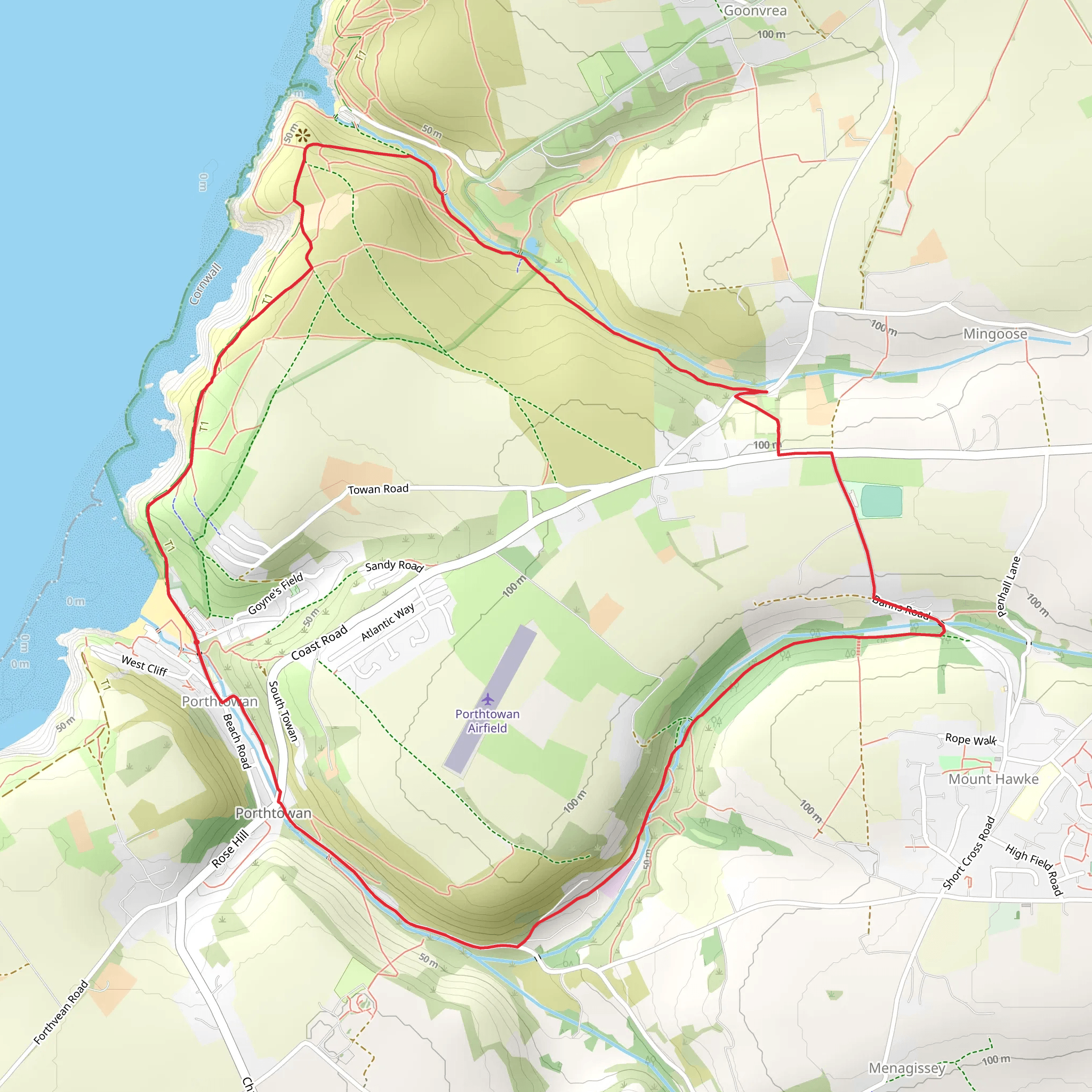 Porthtowan Circular Walk mobile static map