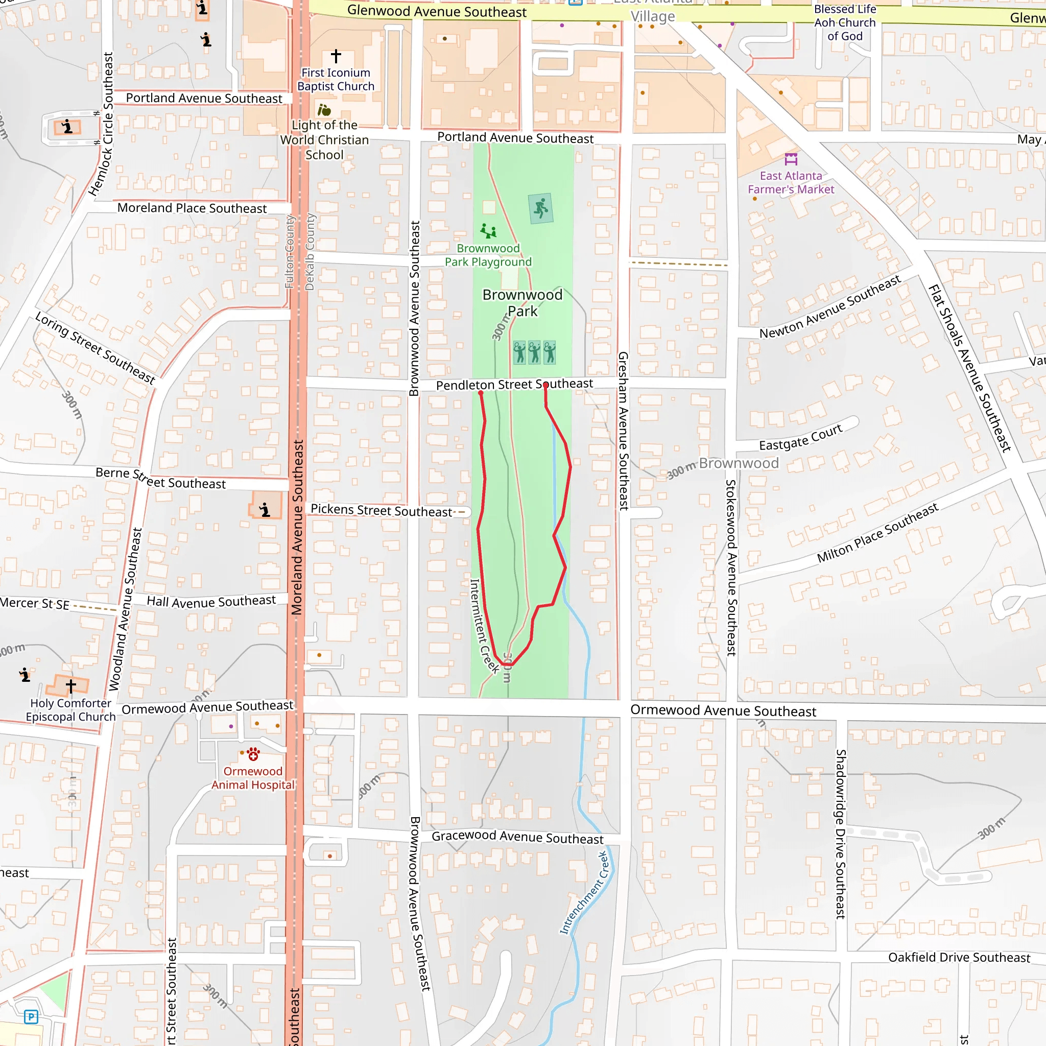 Brownwood Park and Intermittent Creek Loop mobile static map