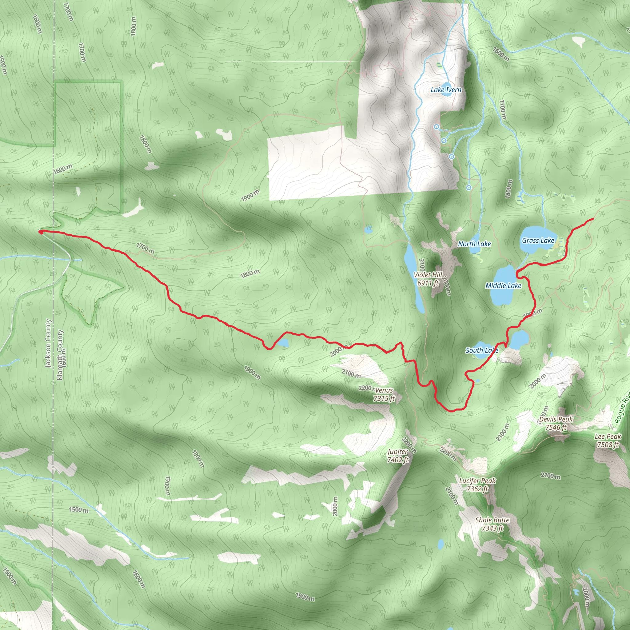 Seven Lakes Trail mobile static map