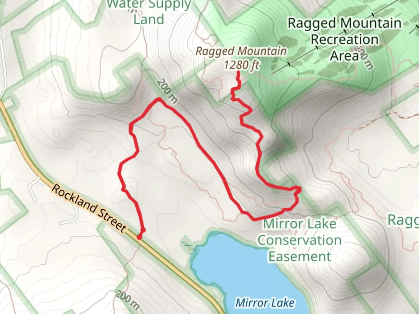 An image depicting the trail Ragged Mountain and its surrounding area.