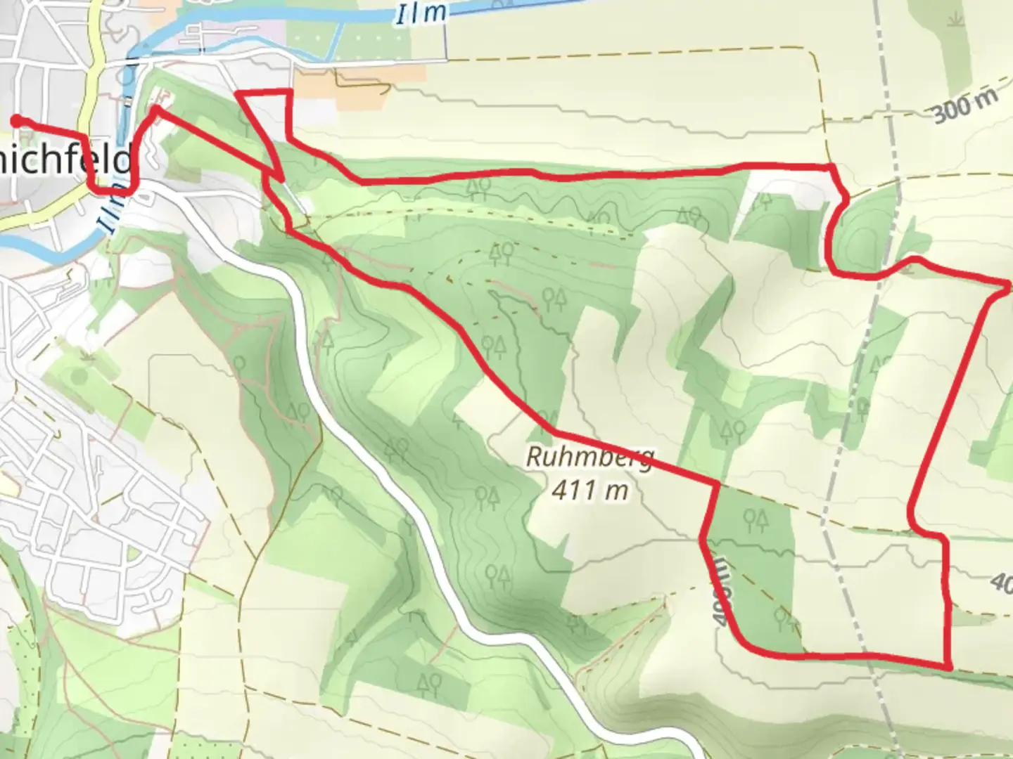 An image depicting the trail Kranich Rundwanderweg 1 and its surrounding area.