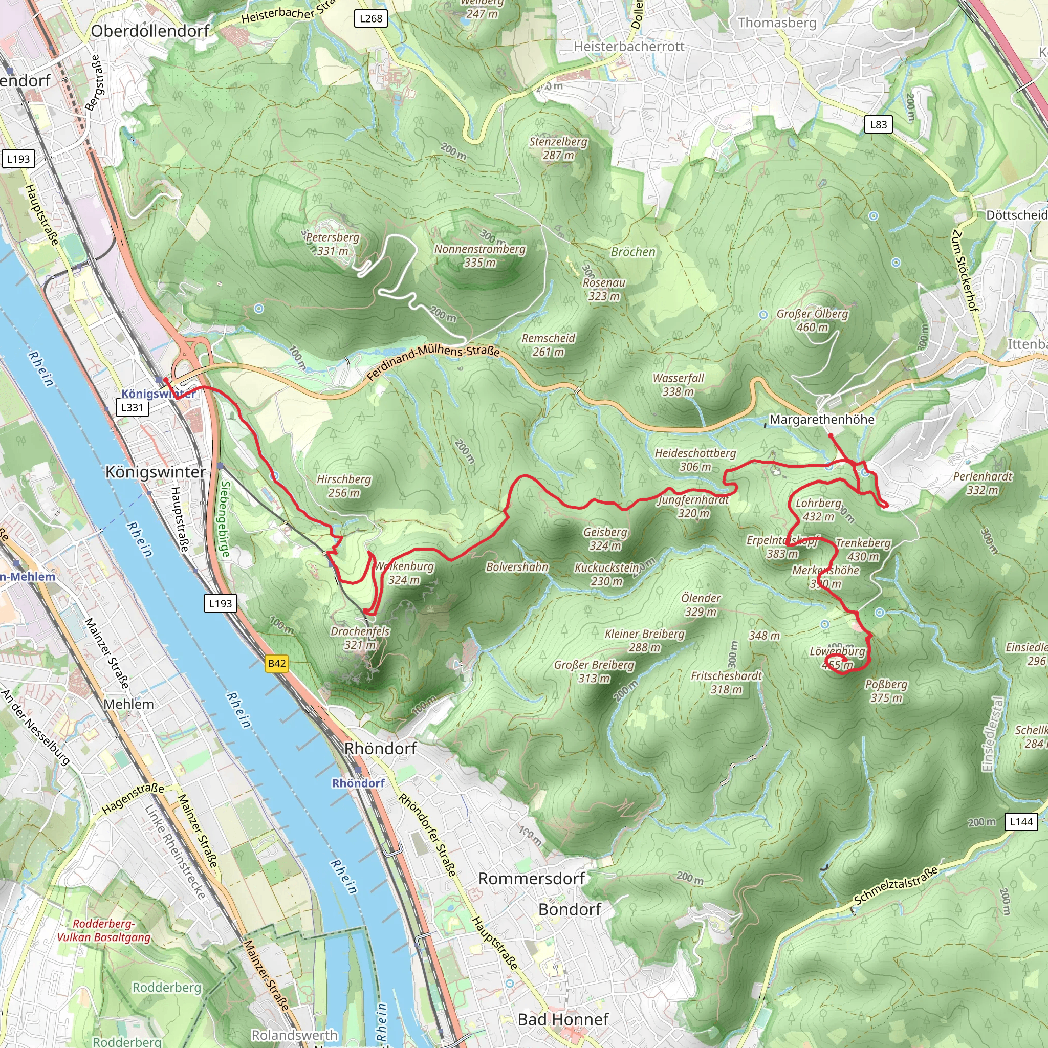 Löwenburg, Merkenshöhe and Wolkenburg Castle Walk mobile static map