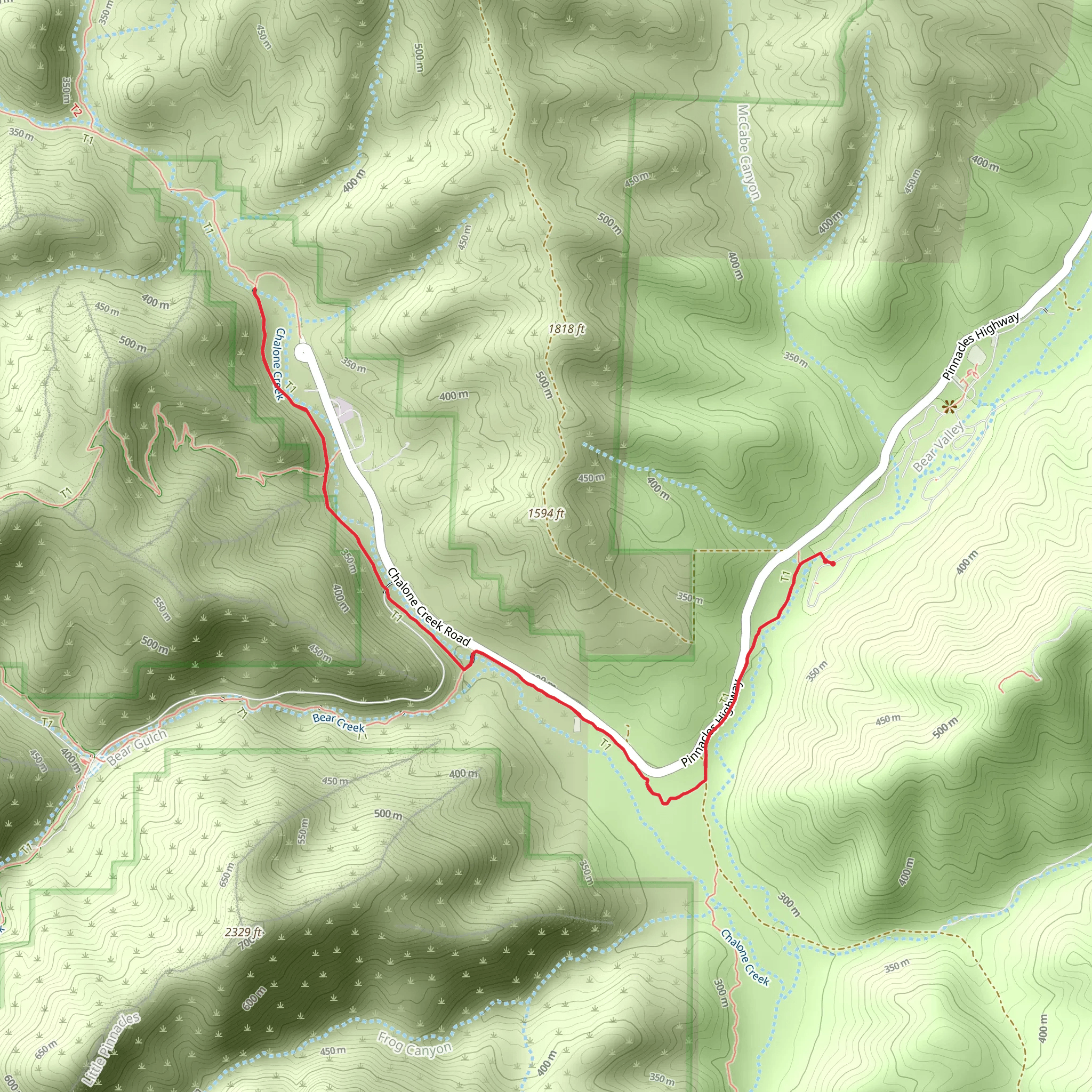 Pinnacles Campground - Bench Trail mobile static map