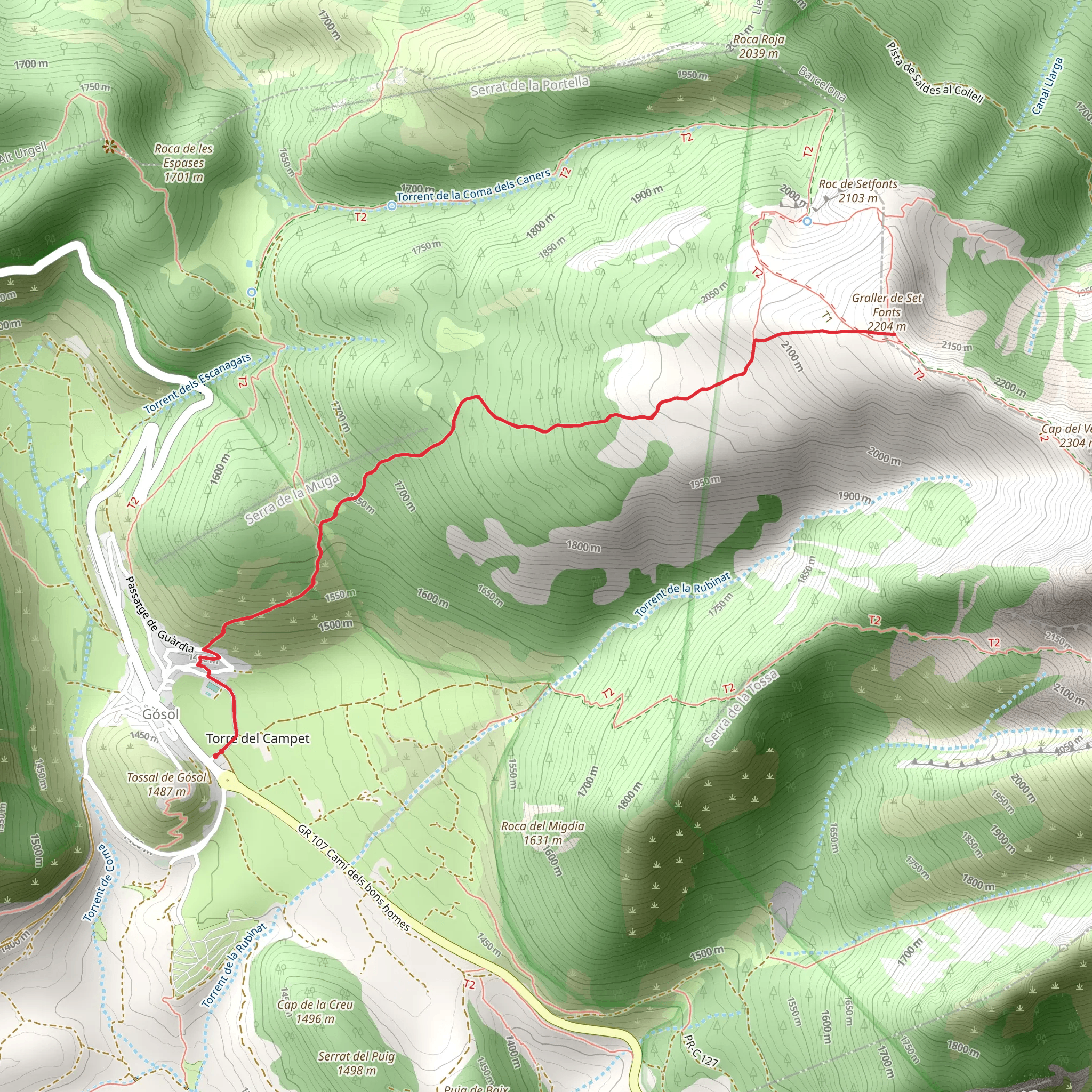 Coll de Setfons - Gosol PR C 123 - 1 mobile static map