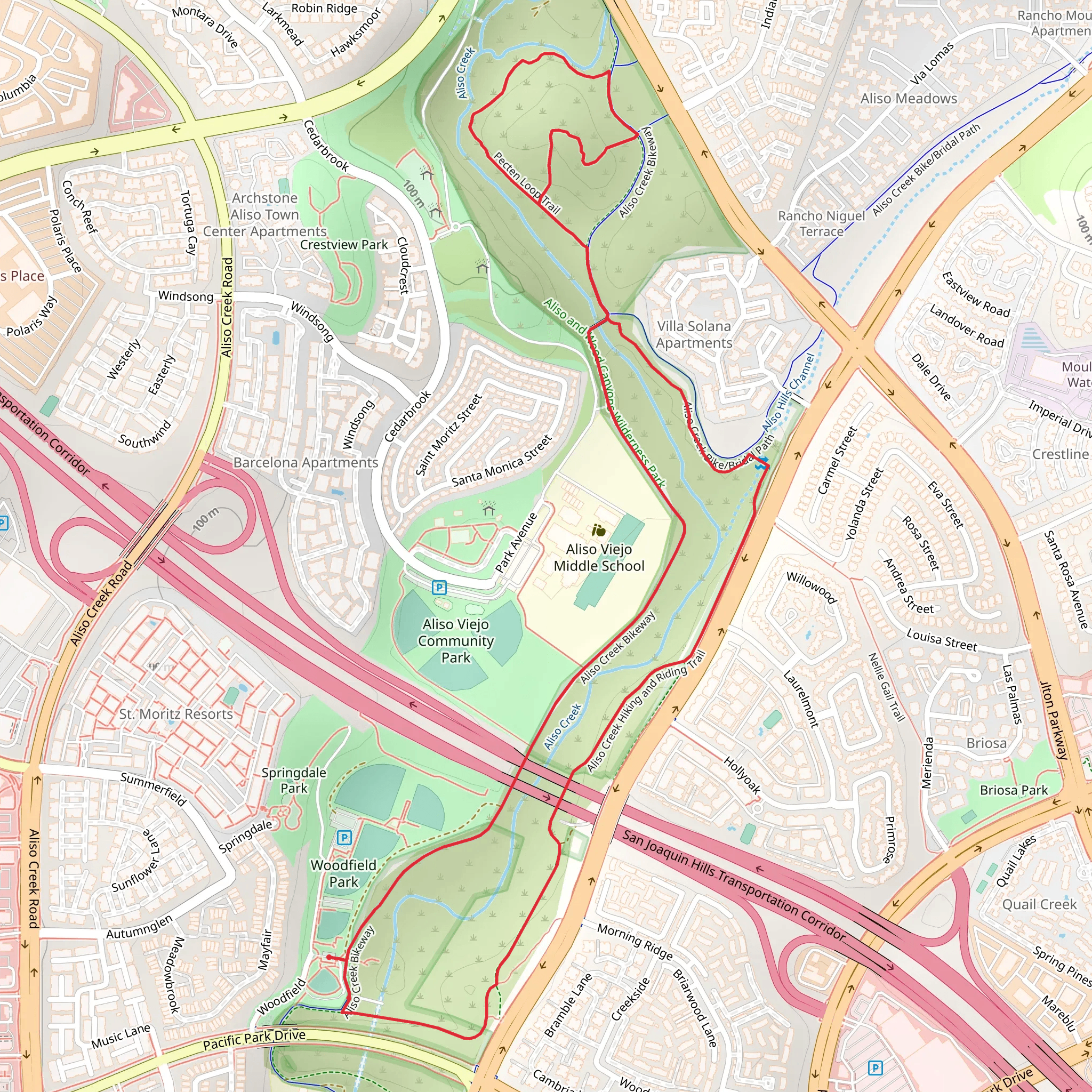 Aliso Creek and Pecten Loop Trail mobile static map