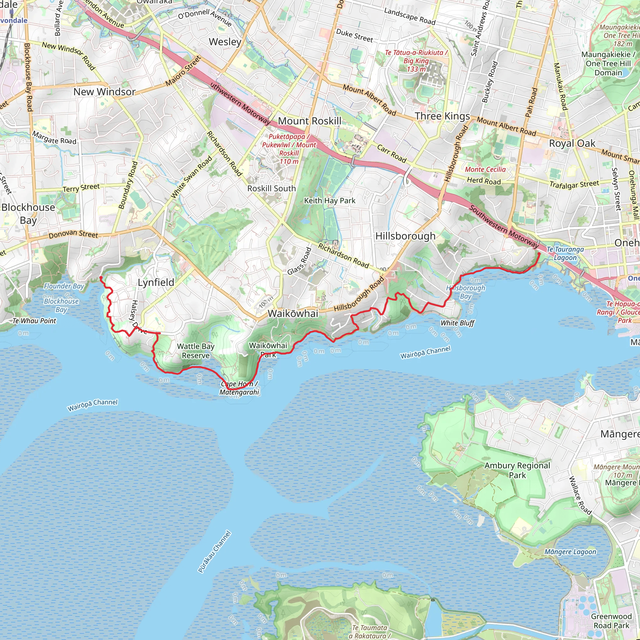 Waikowhai Walkway mobile static map