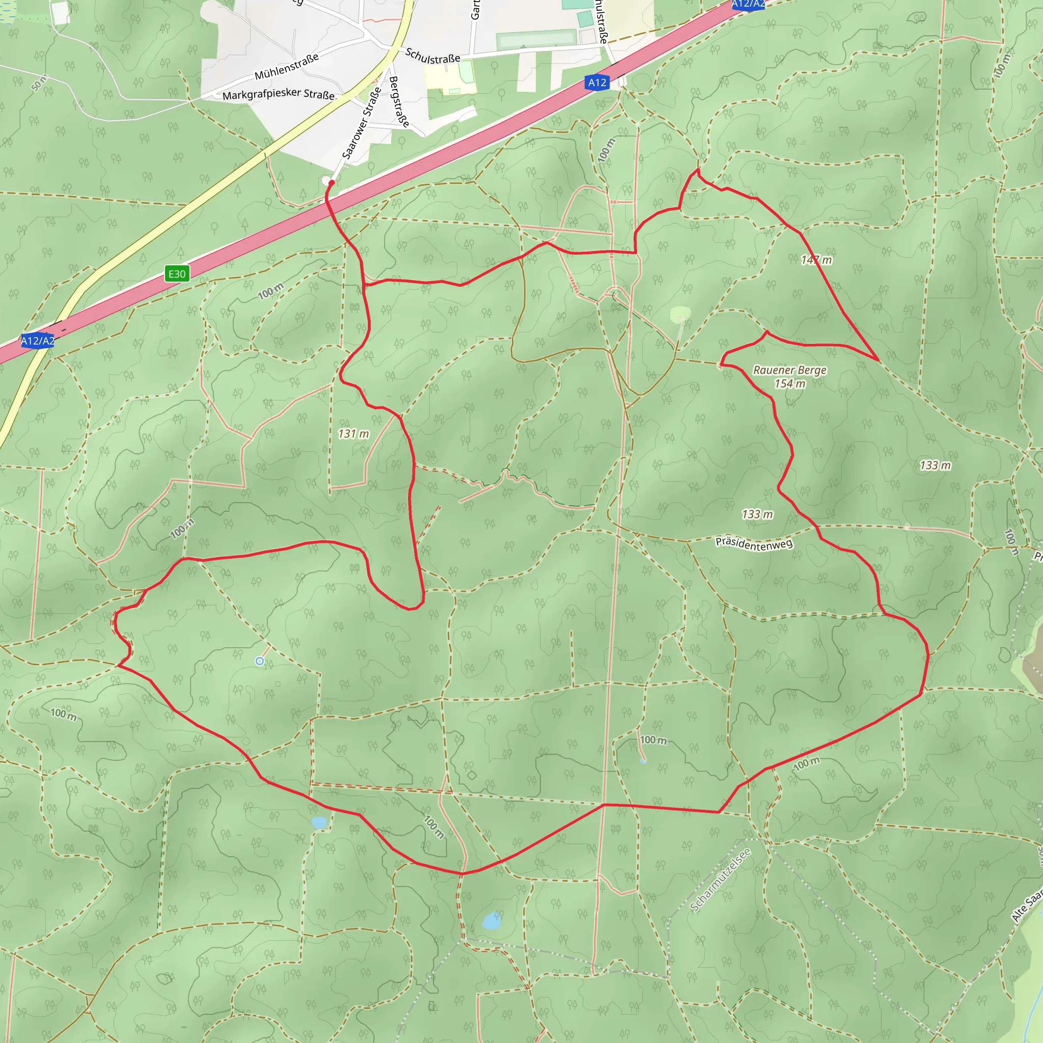 Rundwanderweg Bergbau and Gruener Balken Loop mobile static map