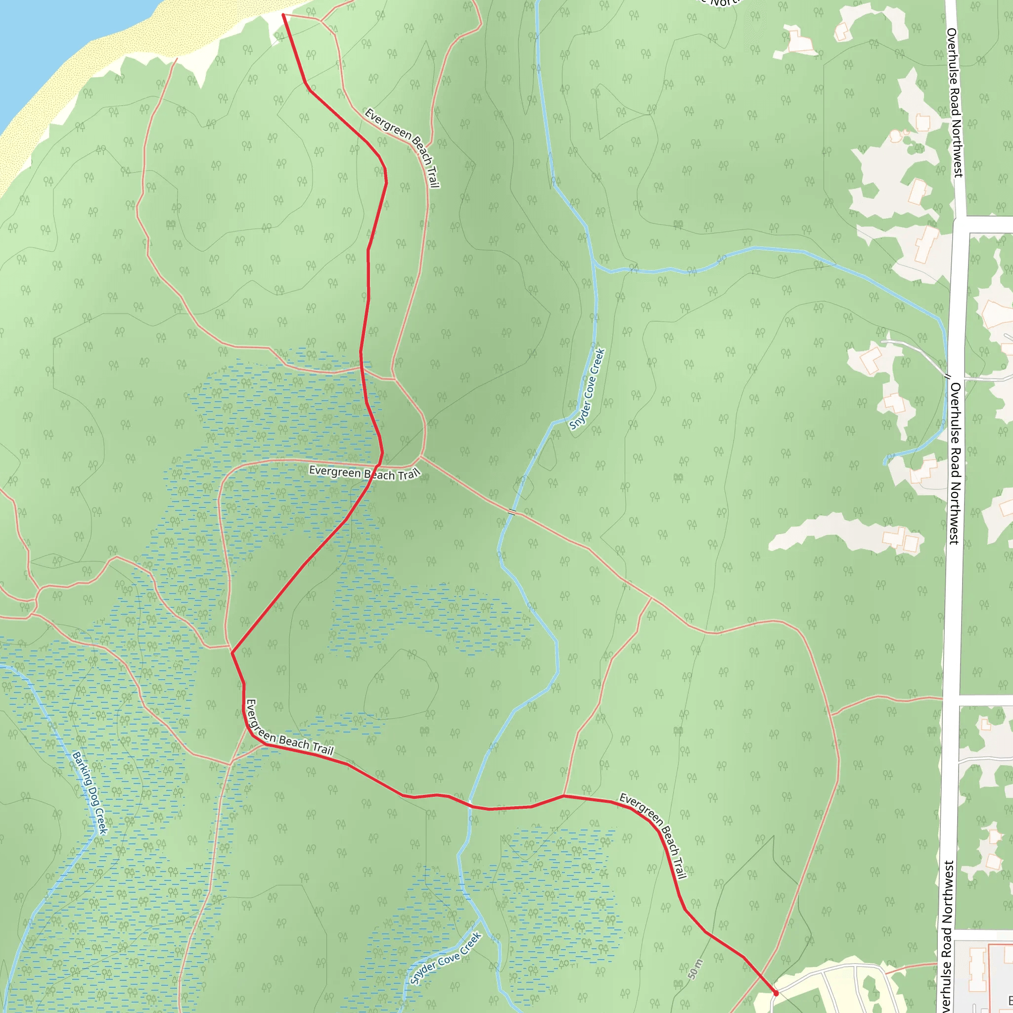 Walk to Geoduck Beach mobile static map