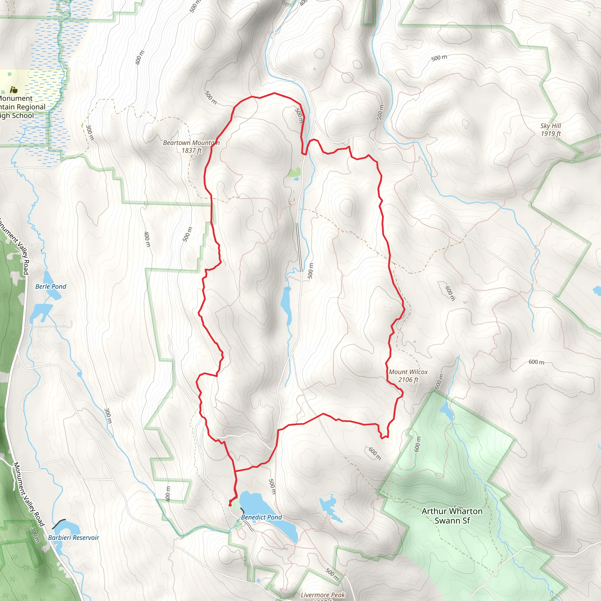 Beartown Mountain and Mount Wilcox Loop mobile static map