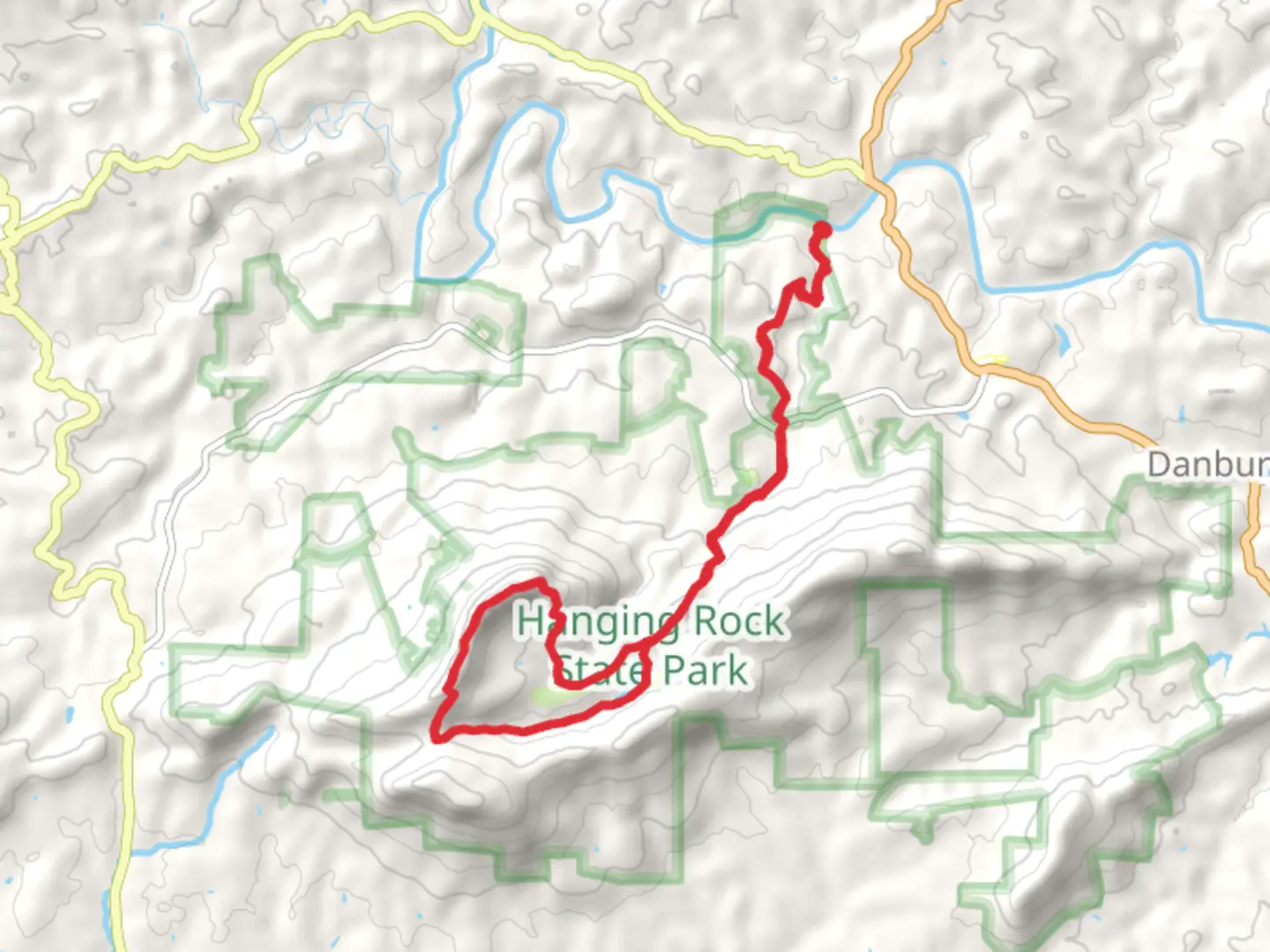 An image depicting the trail Indian Creek, Moores Knob and Moores Wall Loop Trail and its surrounding area.