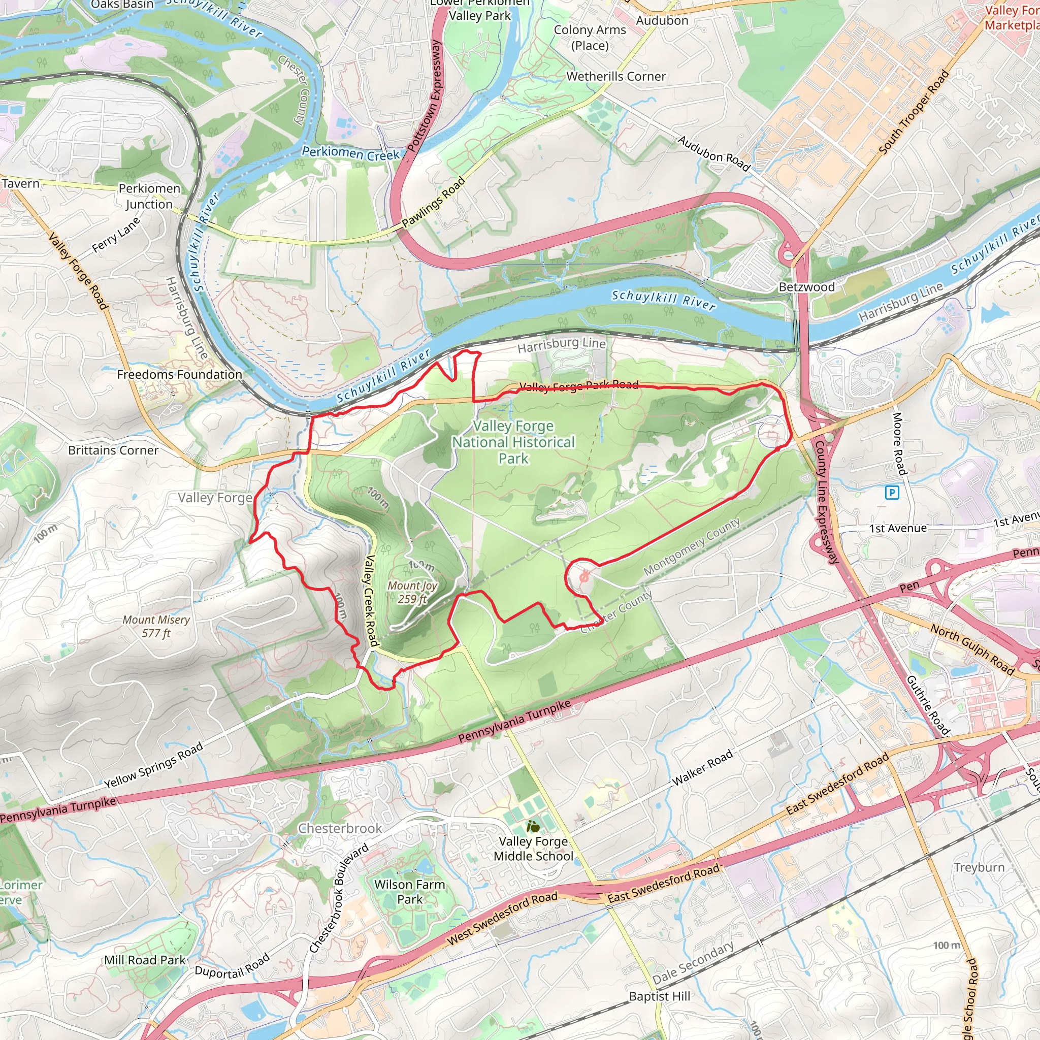 Valley Forge National Historical Park Loop mobile static map