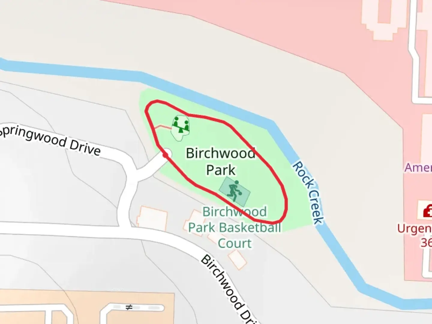 An image depicting the trail Birchwood Park Loop and its surrounding area.