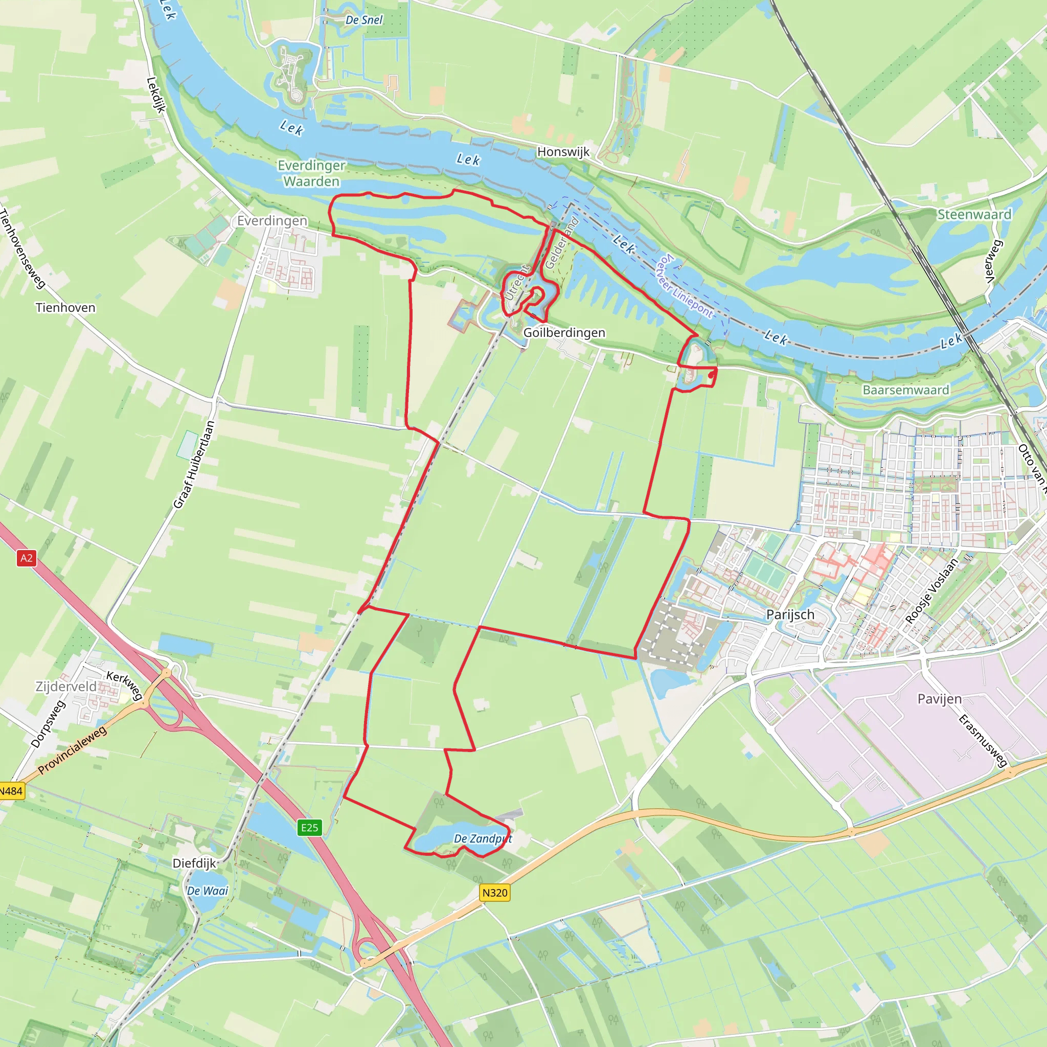 De Zandput, Everdinger Waarden and Fort Everdingen Loop mobile static map