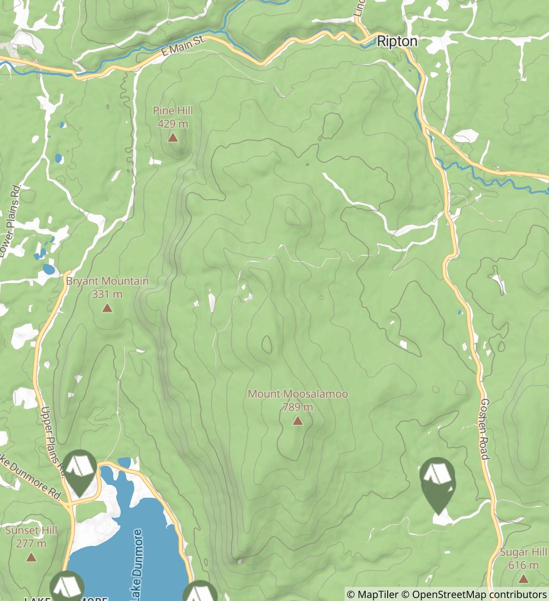 Mount Moosalamoo via Oak Ridge Trail osmcampsite map