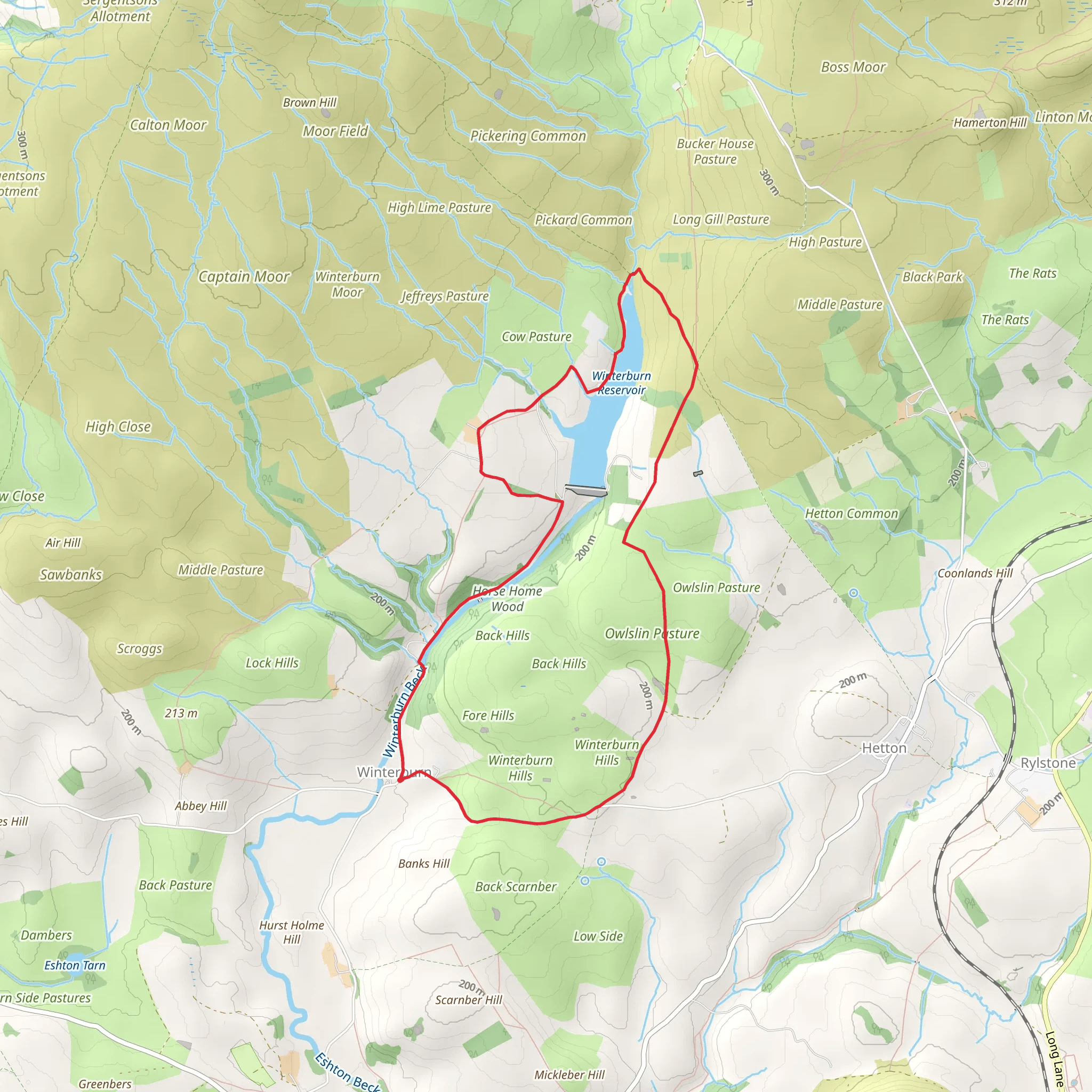 Winterburn Reservoir from Winterburn mobile static map