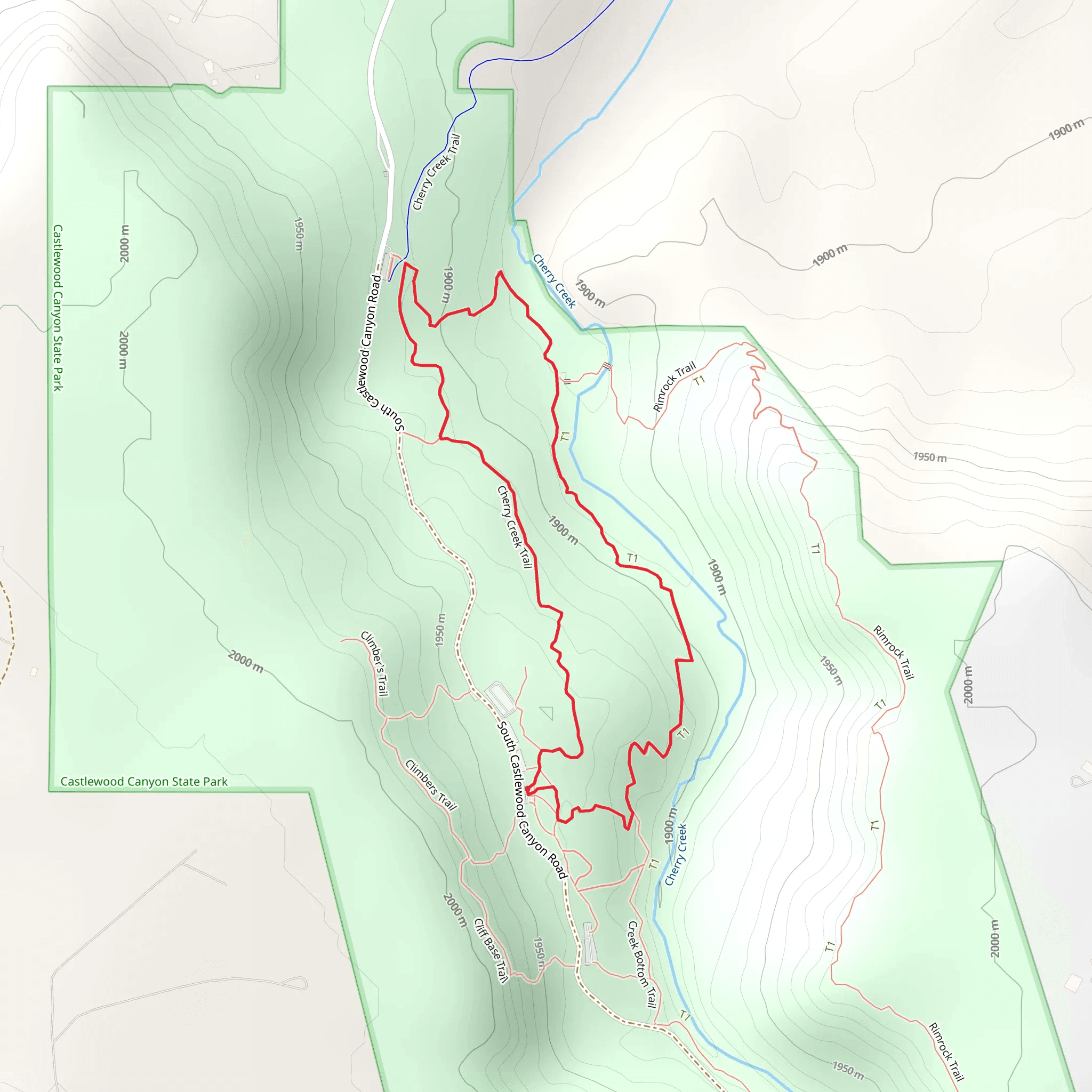 Creek Bottom and Cherry Creek Loop Trail mobile static map
