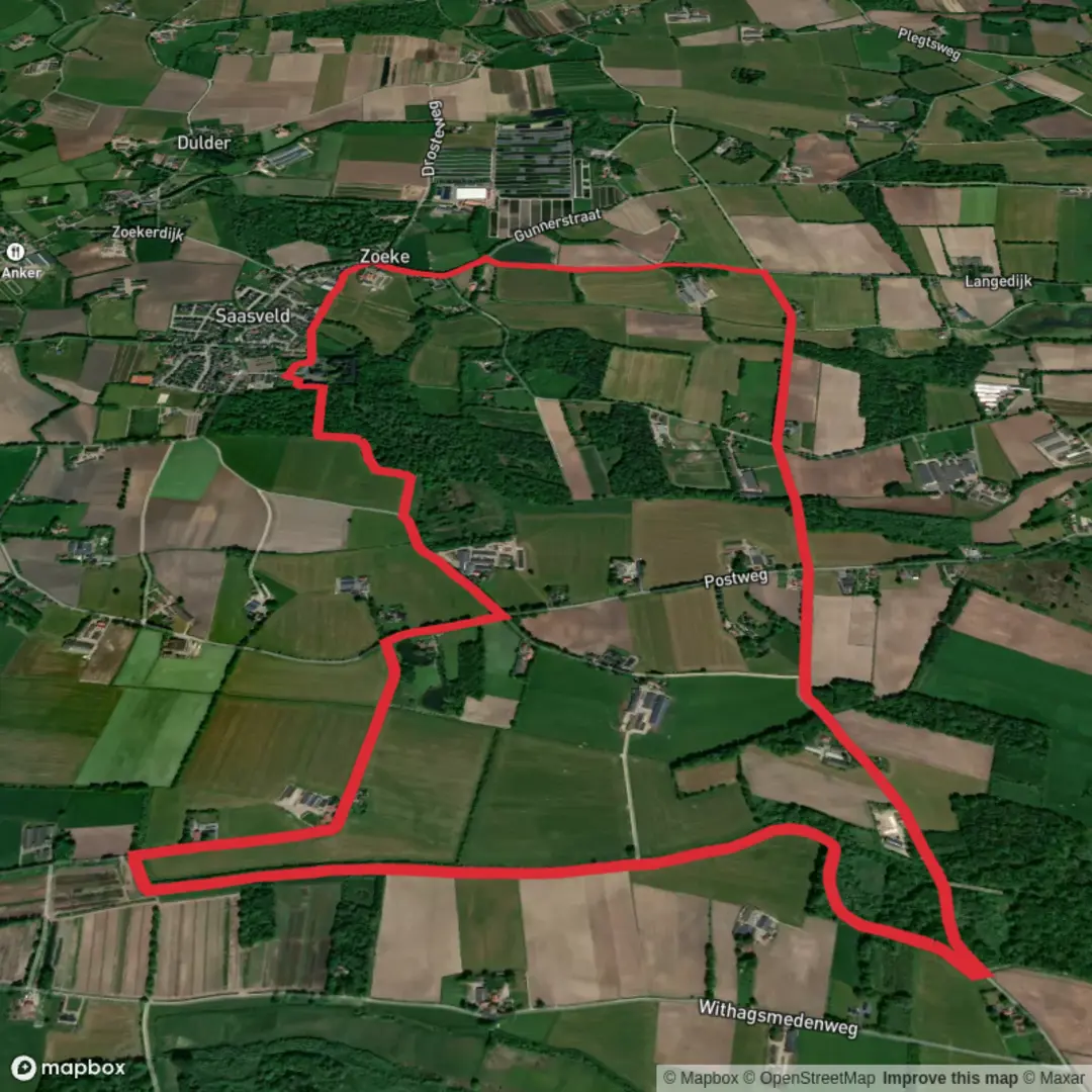 An image depicting the trail Gammelkerbeek via Saasveld - Groene and Hilligenpad Loop and its surrounding area.