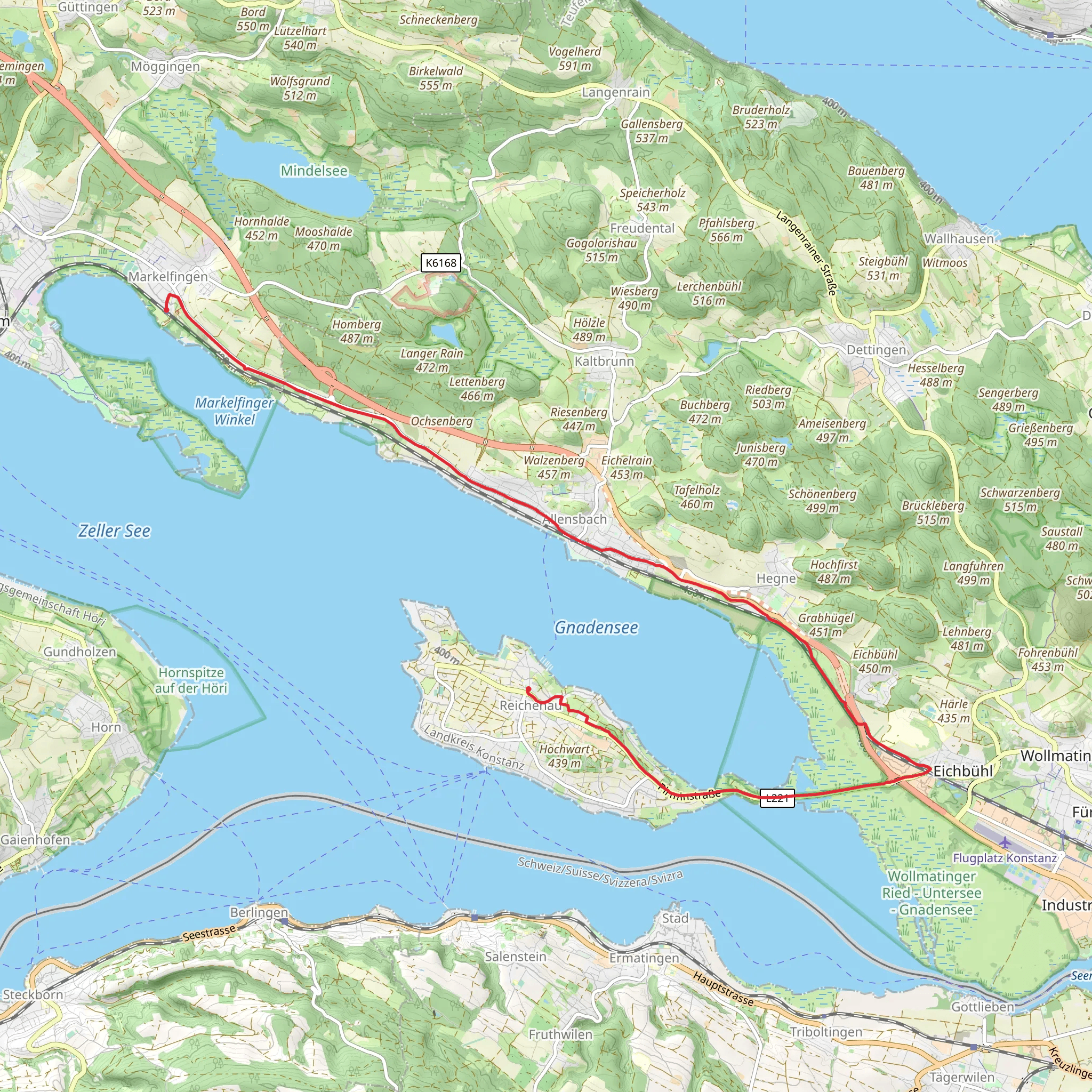 Markelfingen to Reichenau Coastal Walk - Gnadensee mobile static map
