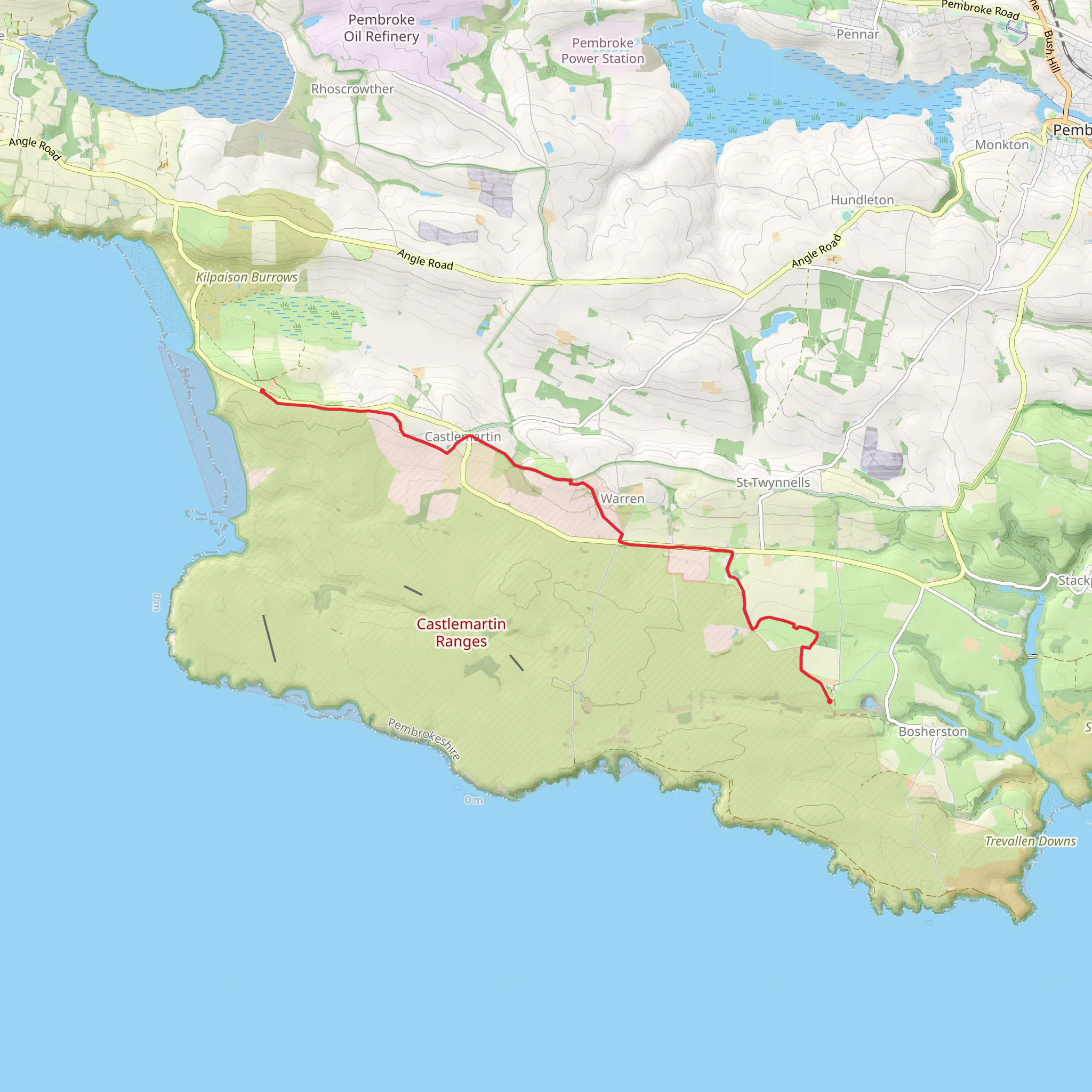 Castlemartin Range Trail mobile static map