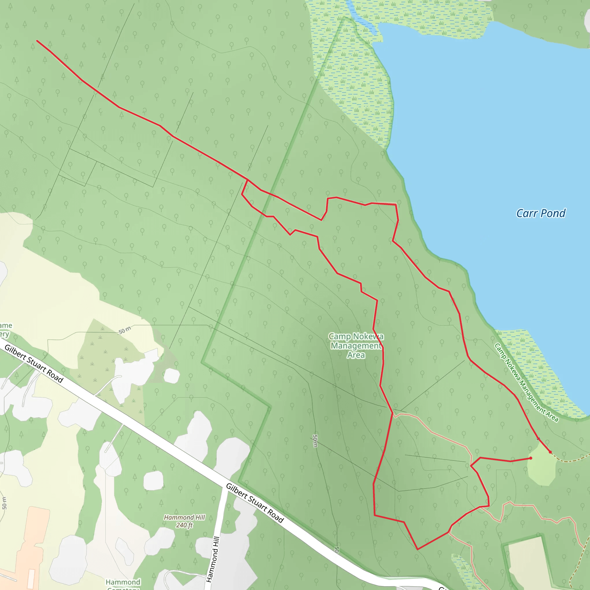 Loop beside Carr Pond mobile static map