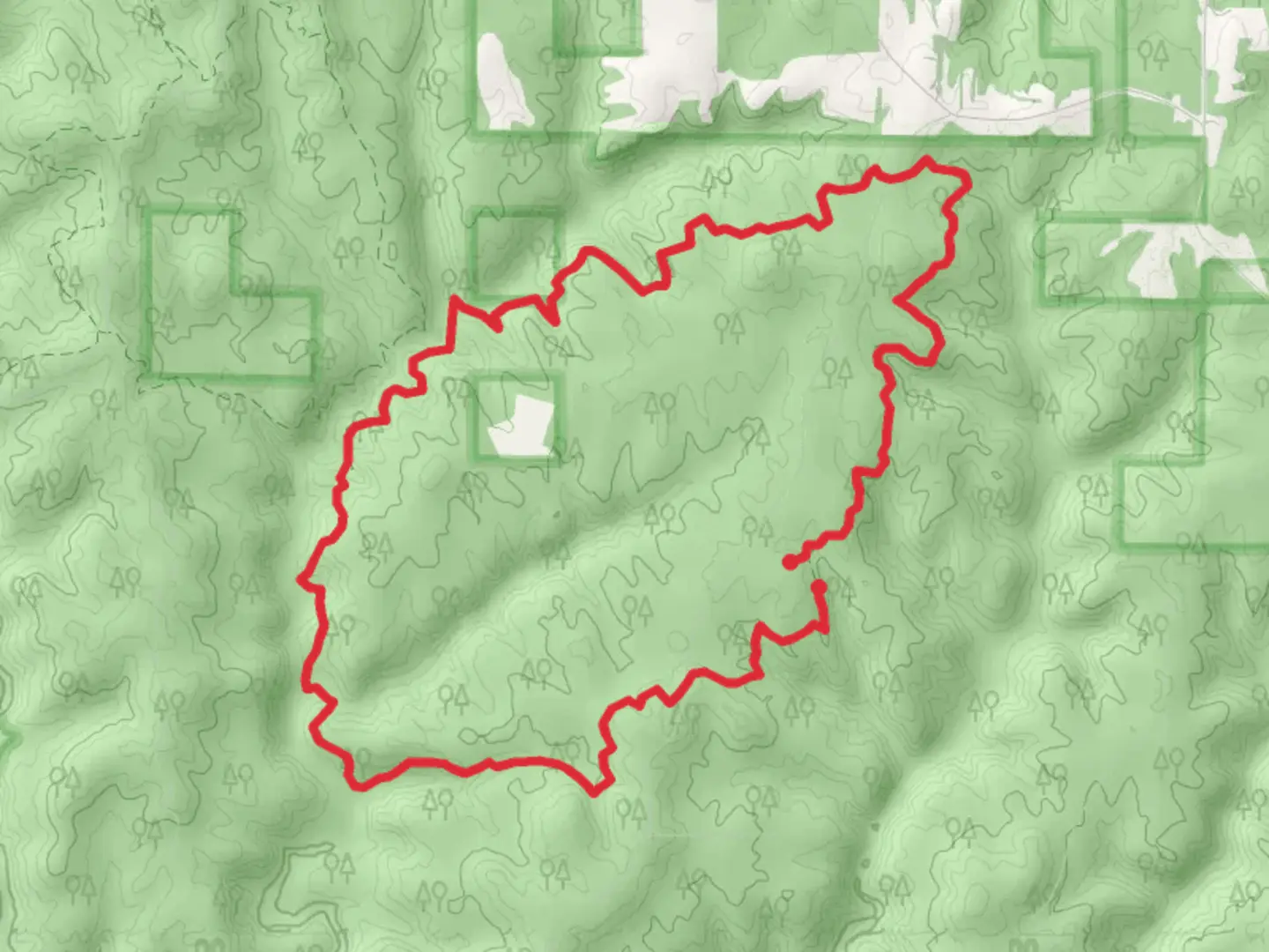 An image depicting the trail Key Mill Horse Loop and its surrounding area.