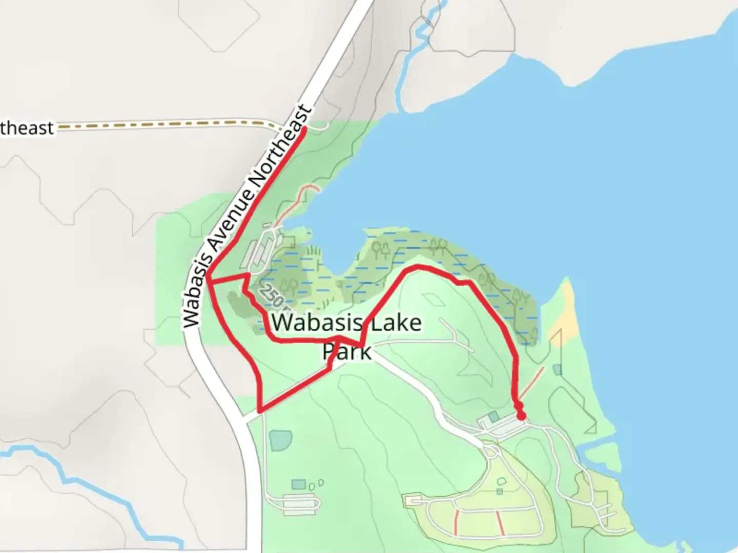 An image depicting the trail Spring Hill Drane and Wabasis Stone Fountain Gazebo Walk and its surrounding area.