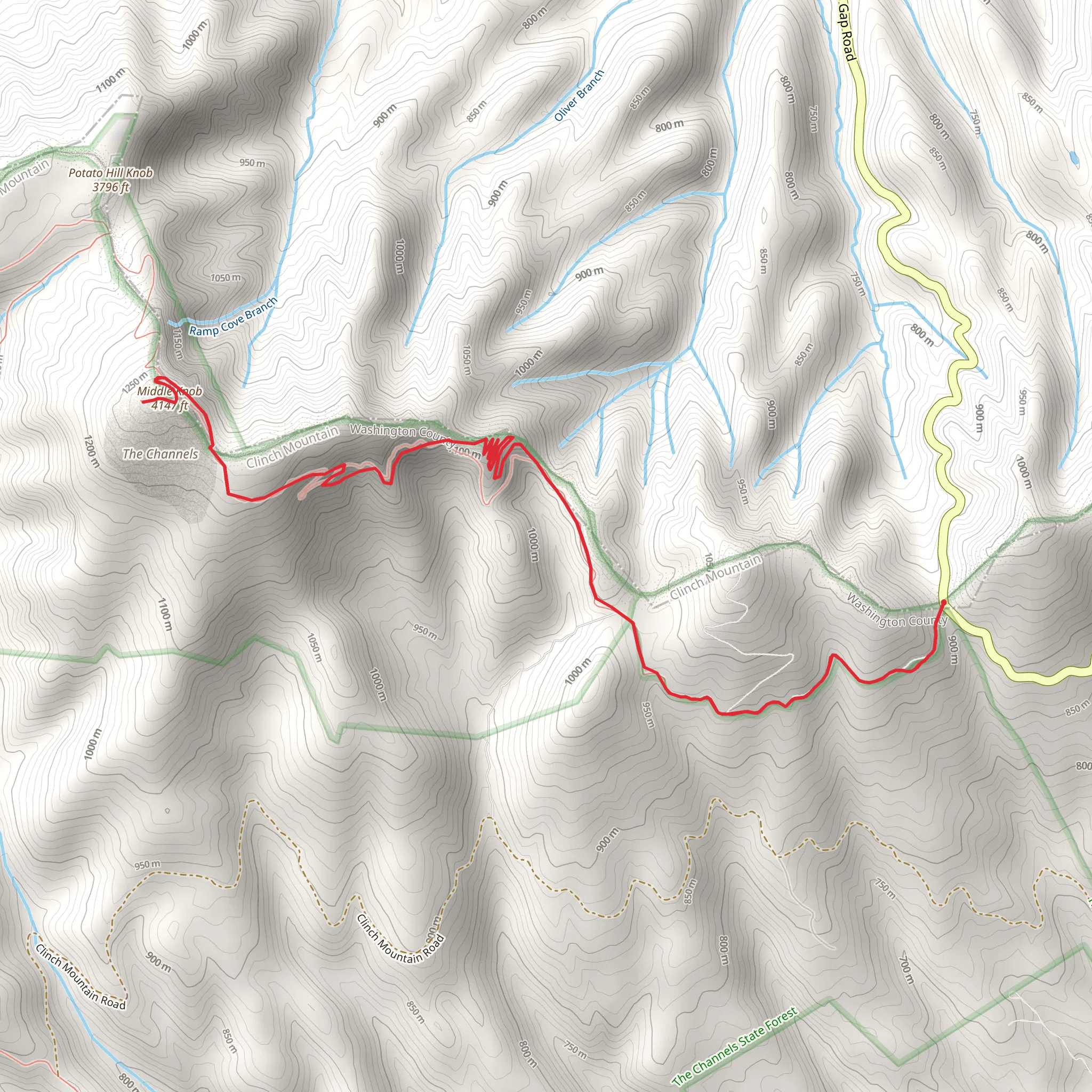 Middle Knob via Brumley Mountain Trail mobile static map