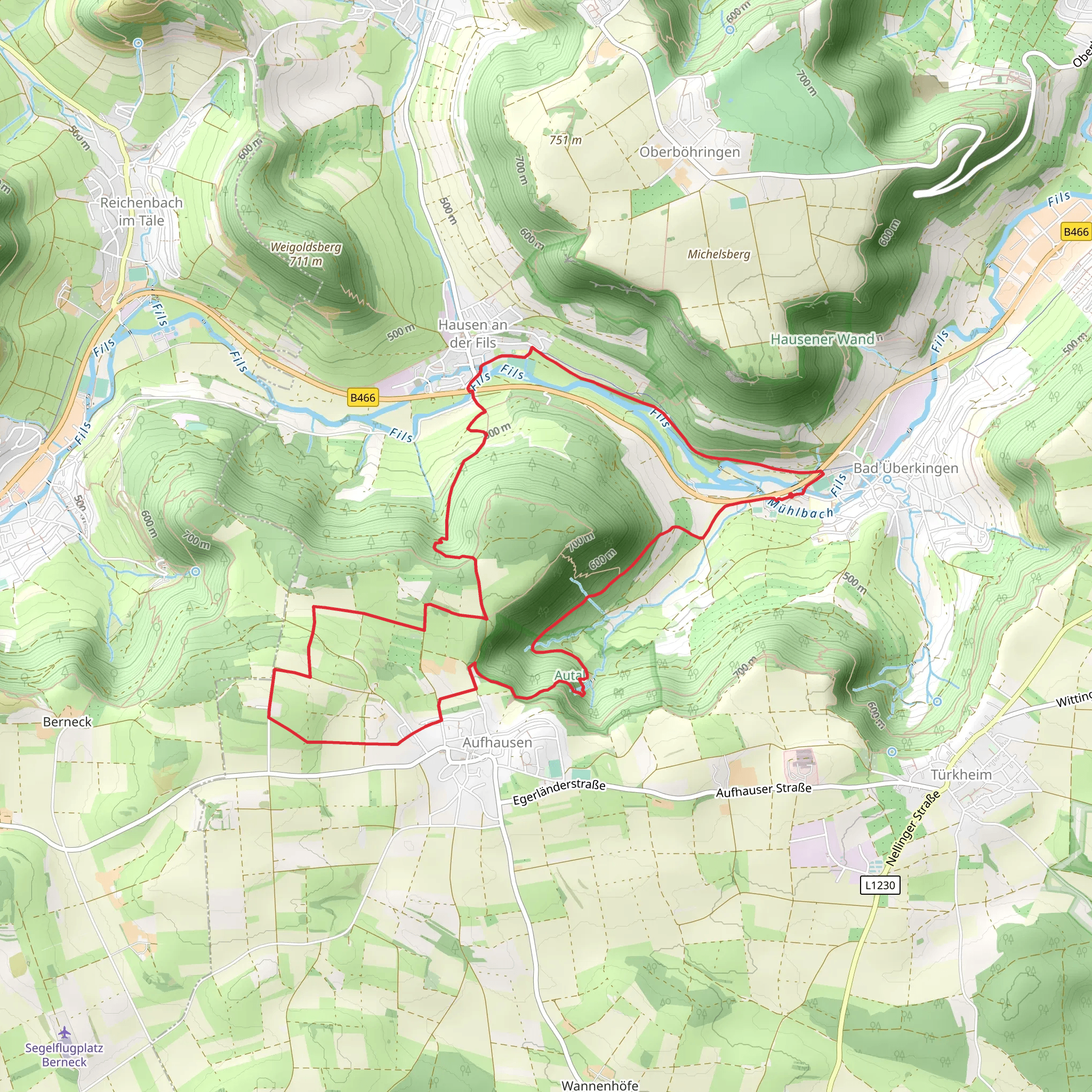 Wald und Wasserweg and Aufhausen Wasserberg mobile static map