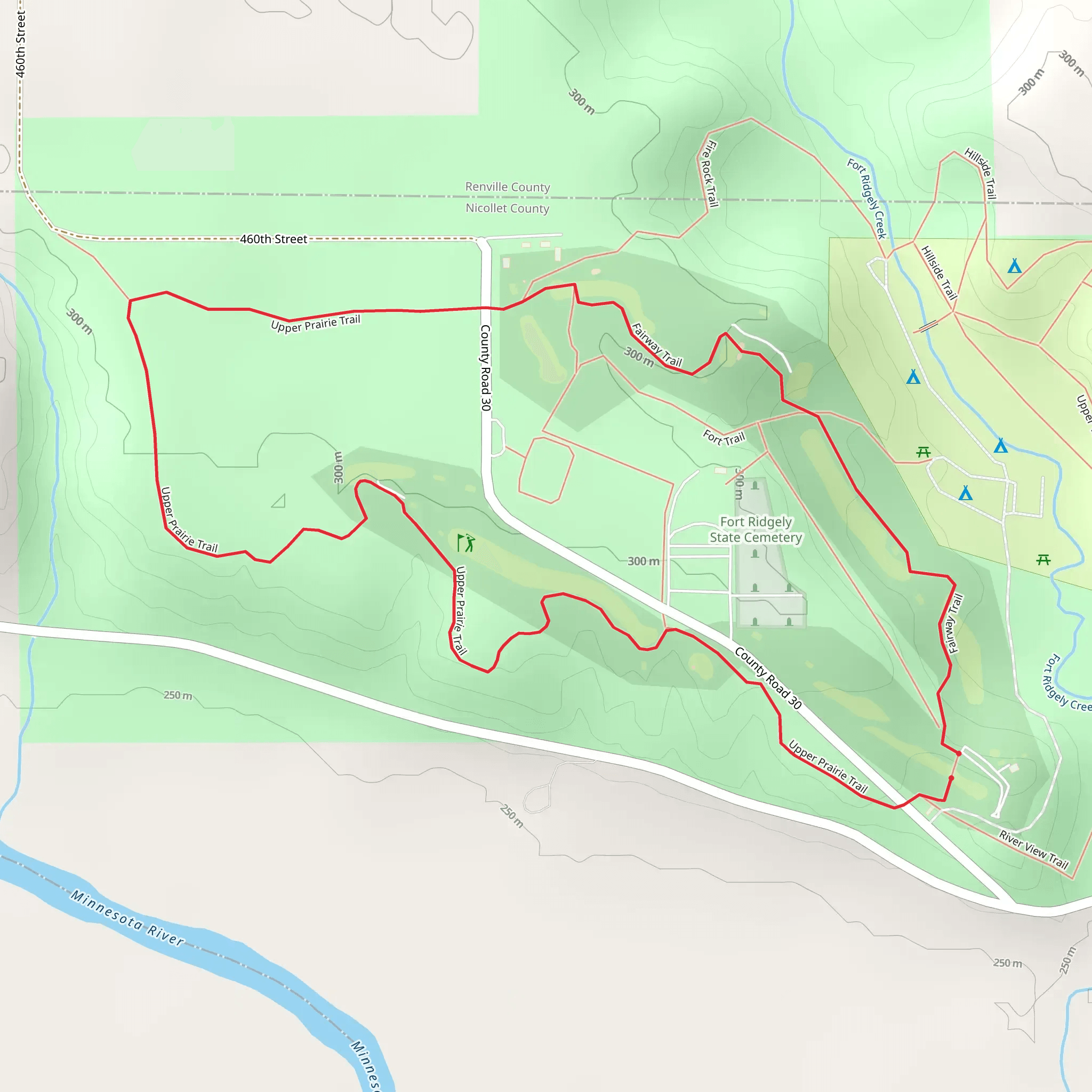 Fairway and Upper Prairie Loop Trail mobile static map