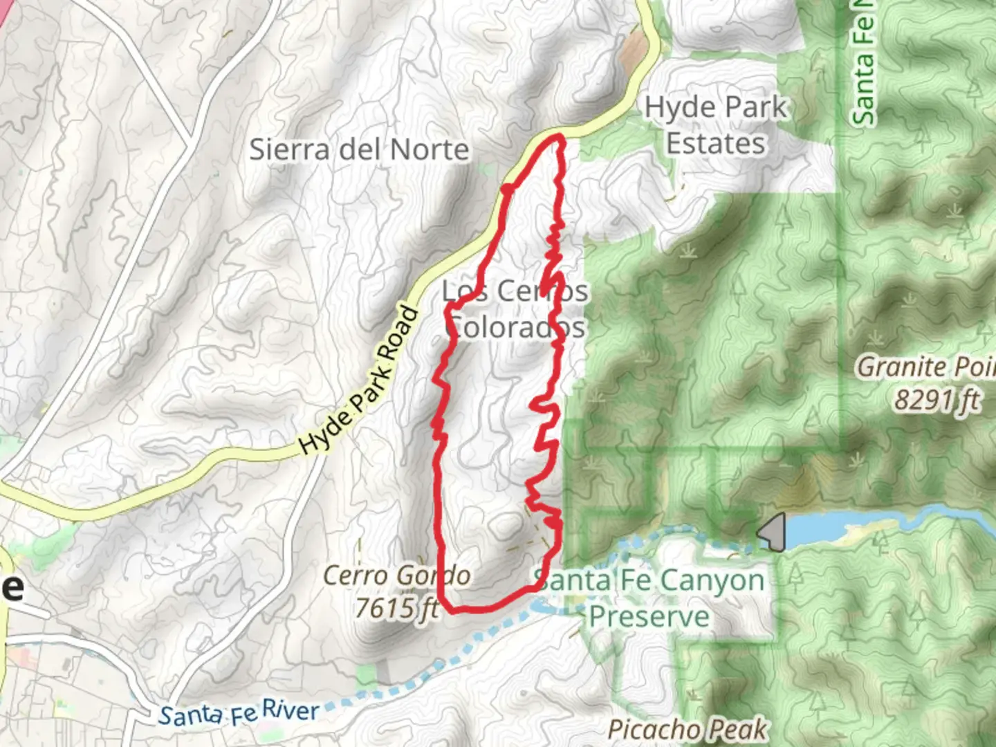An image depicting the trail Canada Ancha and South Summit Loop Trail and its surrounding area.