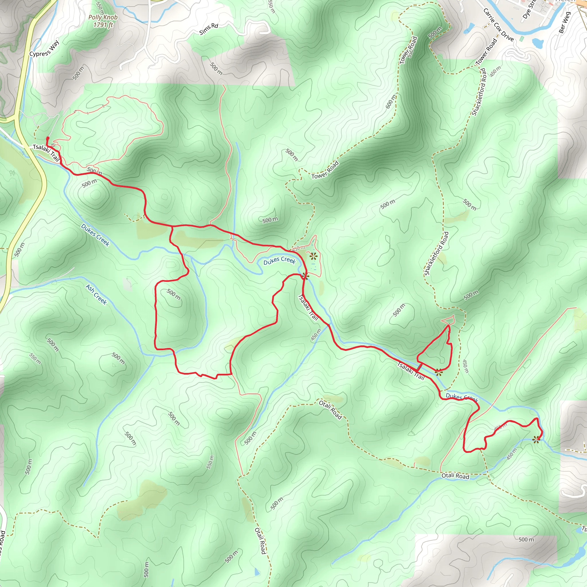 Tsalaki, Martin's Mine and Ash Creek Loop Trail mobile static map