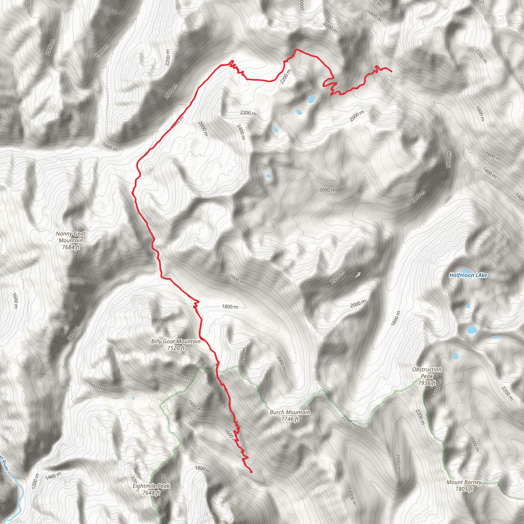 Diamond Jack Trail via Billy Goat pass Trail mobile static map