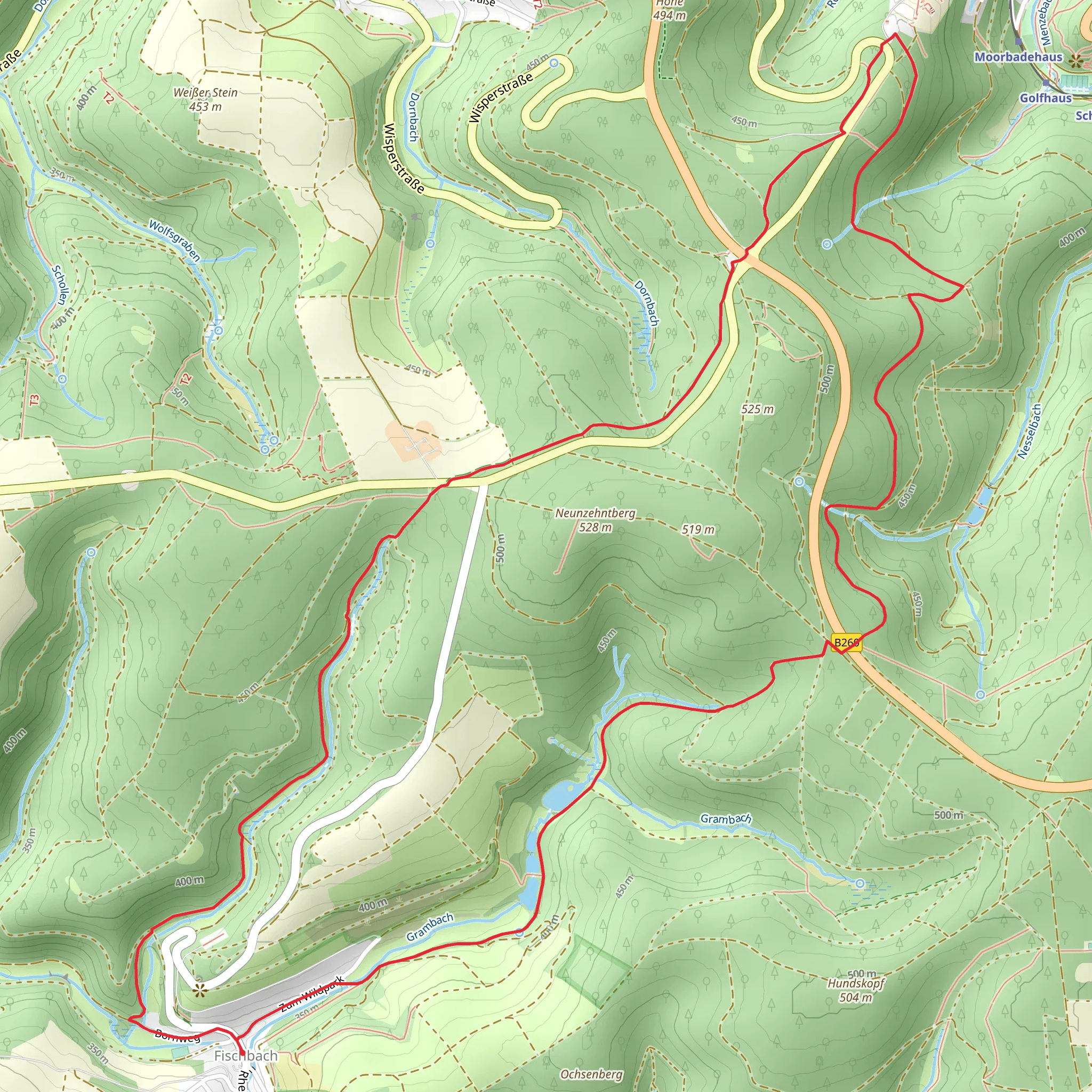Grambach via Fischbach - Bad Schwalbach and Schwarze Eule mobile static map