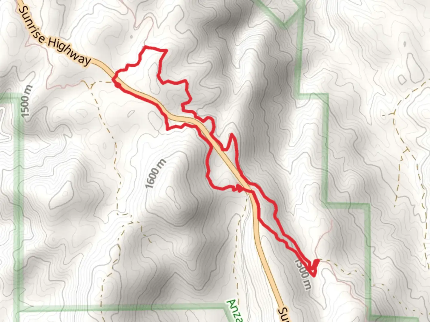 An image depicting the trail Upper Green Valley Road and PCT Loop and its surrounding area.