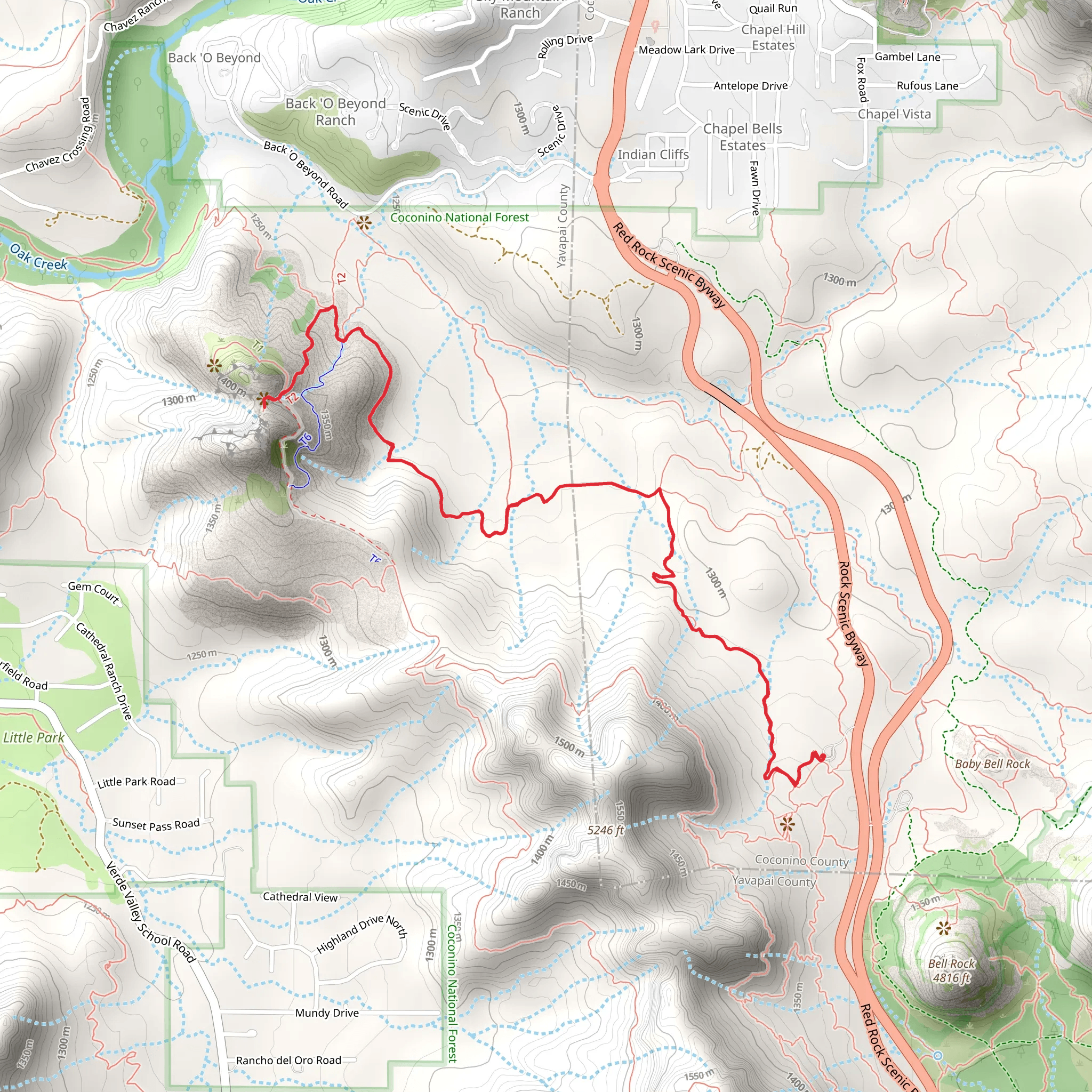 Cathedral Rock via Templeton Trail mobile static map