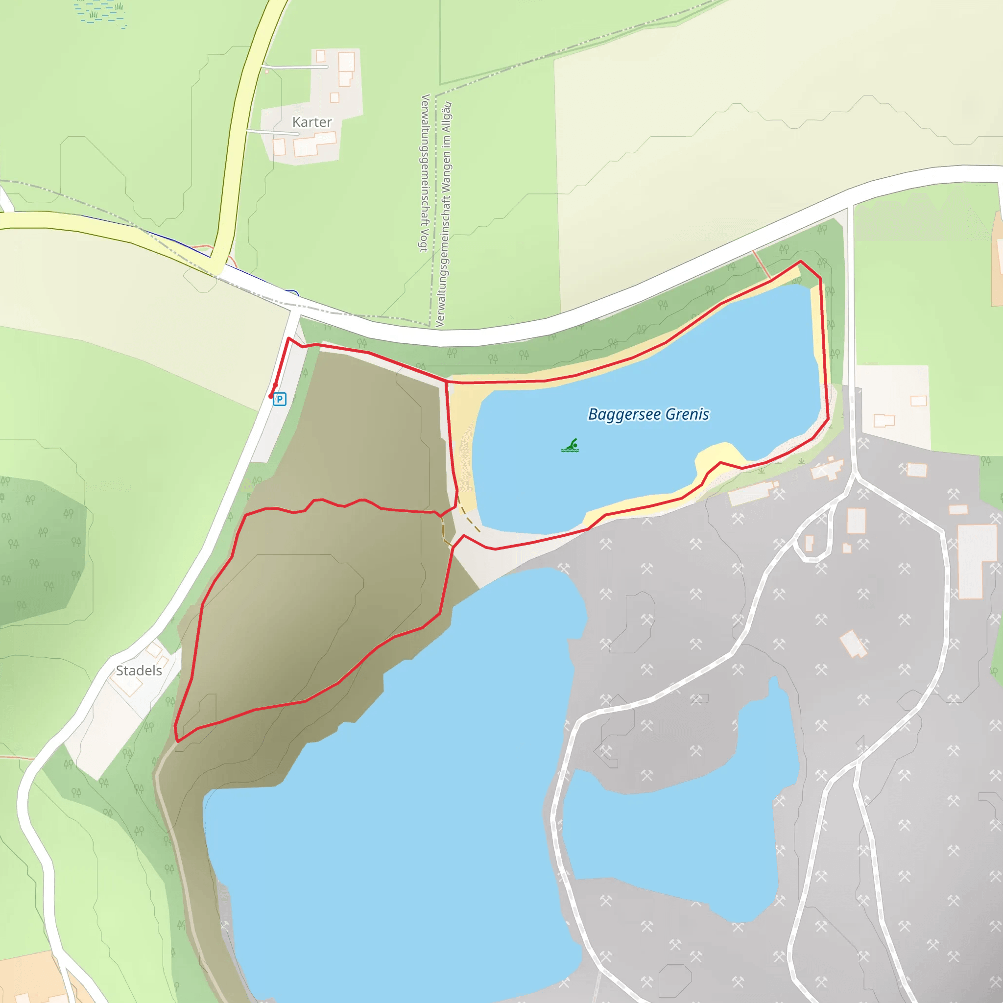 Baggersee Grenis Loop mobile static map