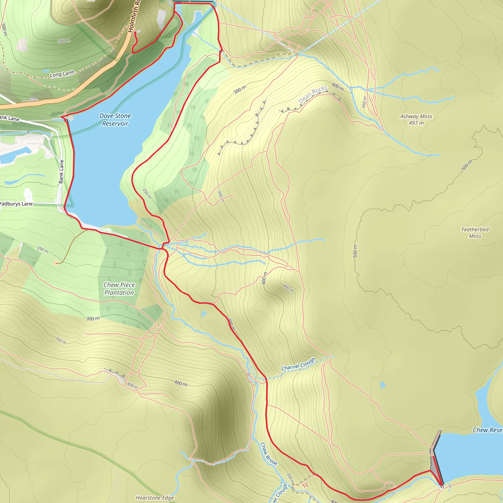 Dove Stone and Chew Reservoir Walk mobile static map