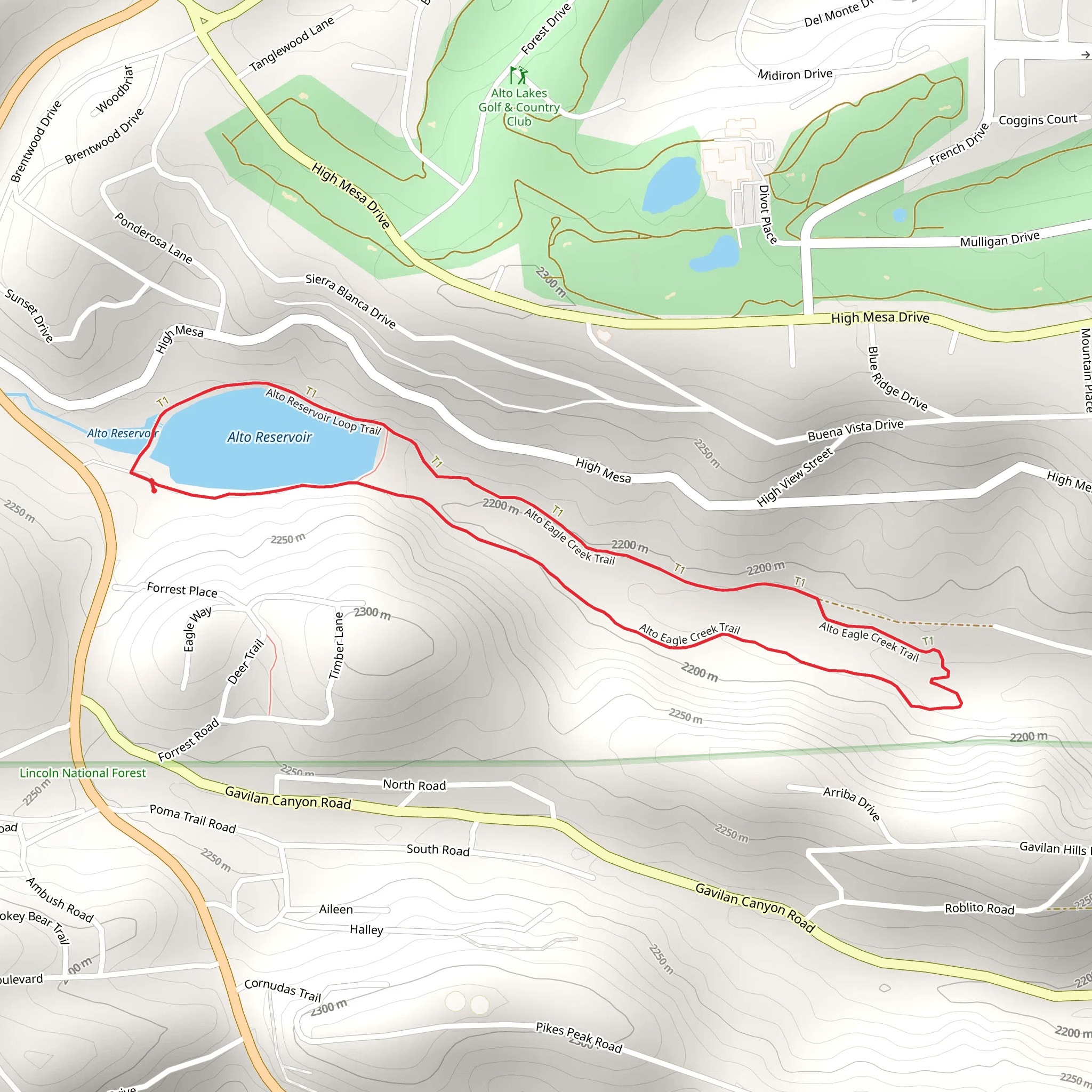 Alto Reservoir and Alto Eagle Creek Loop Trail mobile static map