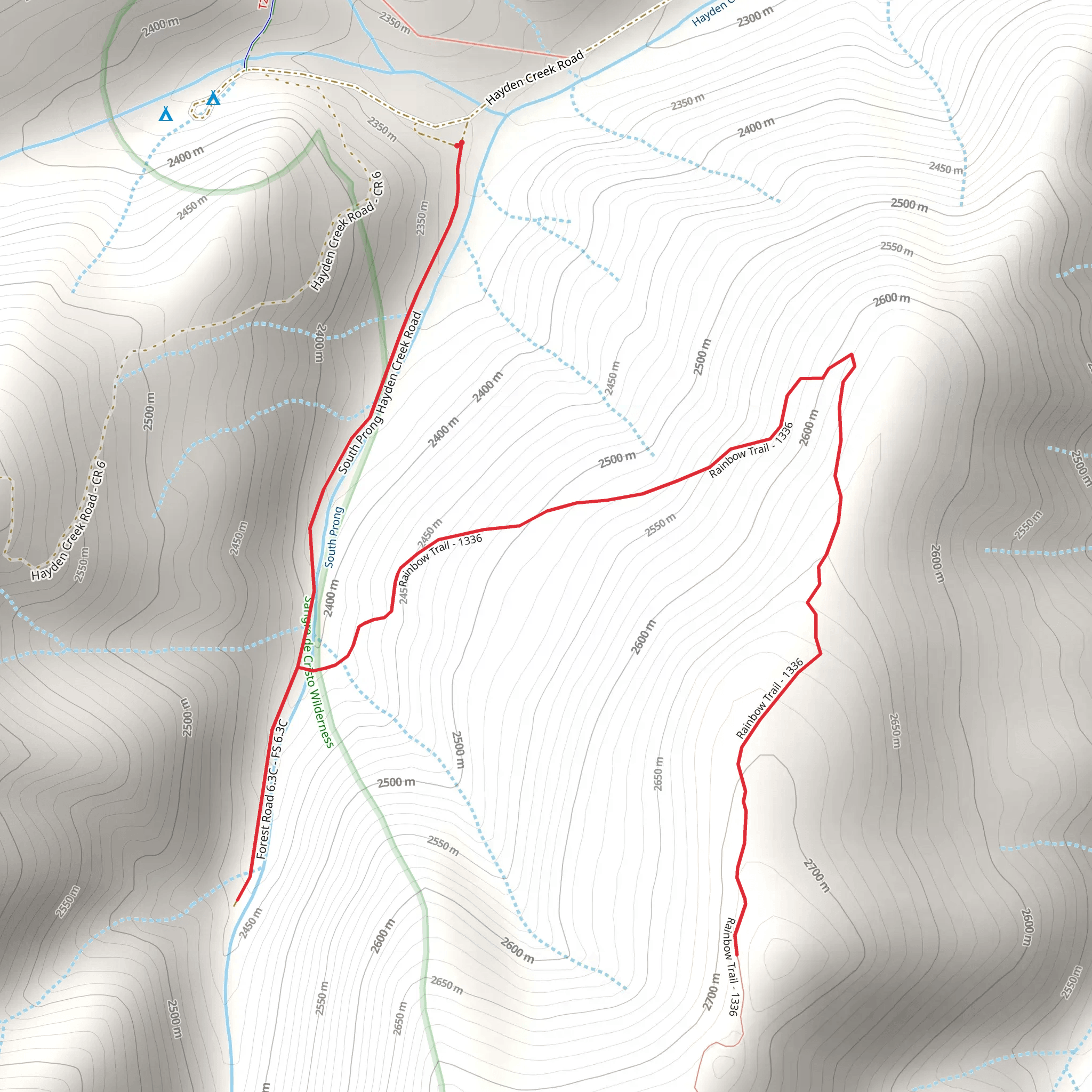 South Prong and Rainbow Trail mobile static map