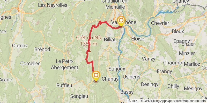 GR 509 - GTJ la Grande Traversée du Jura stage 22 Map