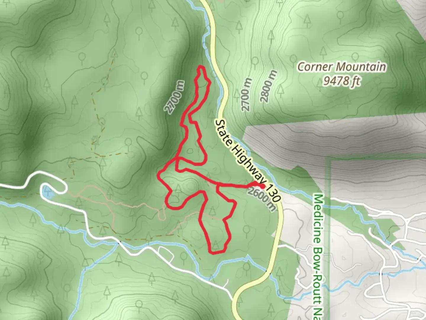 An image depicting the trail Corner Mountain Loop and its surrounding area.