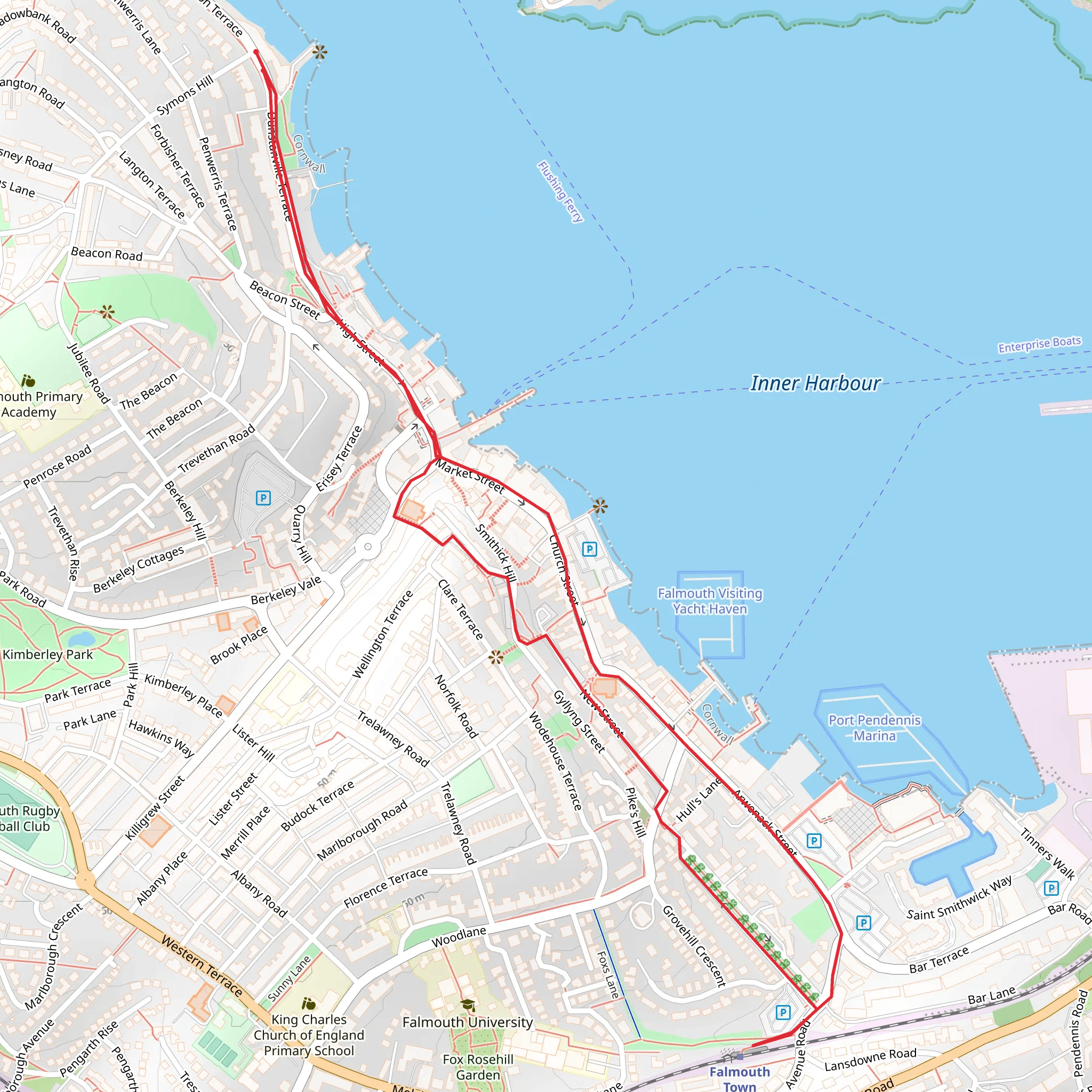 Falmouth Town Station - Falmouth Packet mobile static map