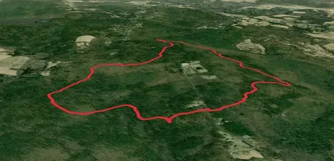 An image depicting the trail Blue Dot and White Oak Loop Trail and its surrounding area.