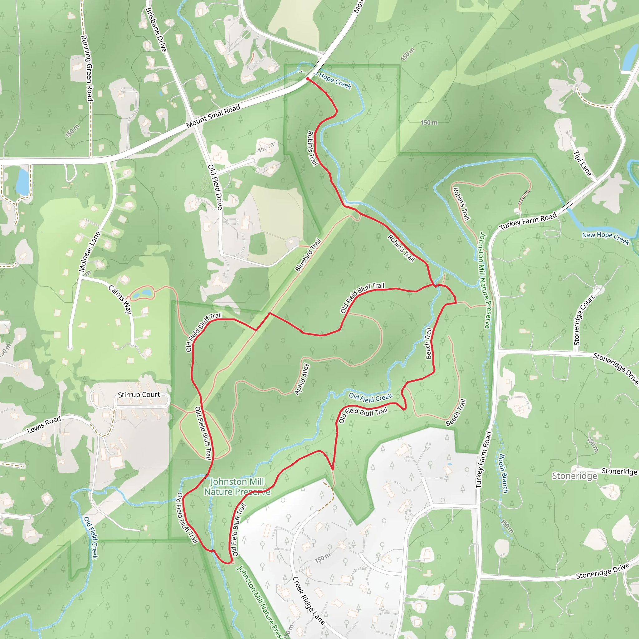 Robin's Trail and Old Field Bluff Trail Loop mobile static map