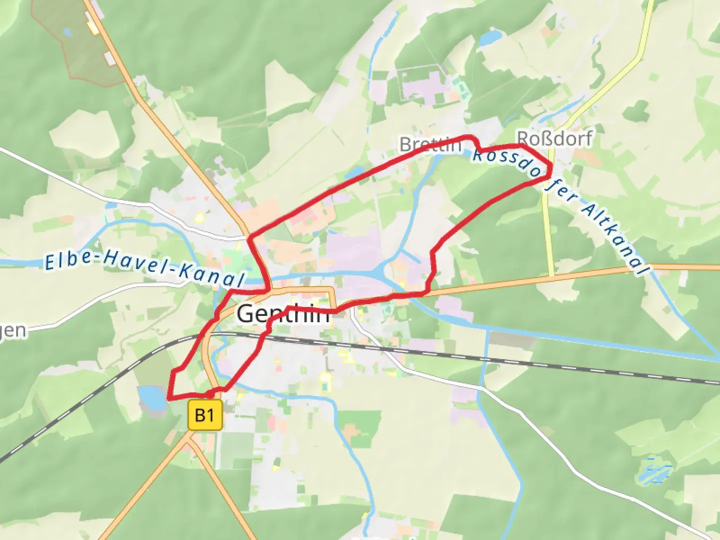 An image depicting the trail Genthin Loop and its surrounding area.