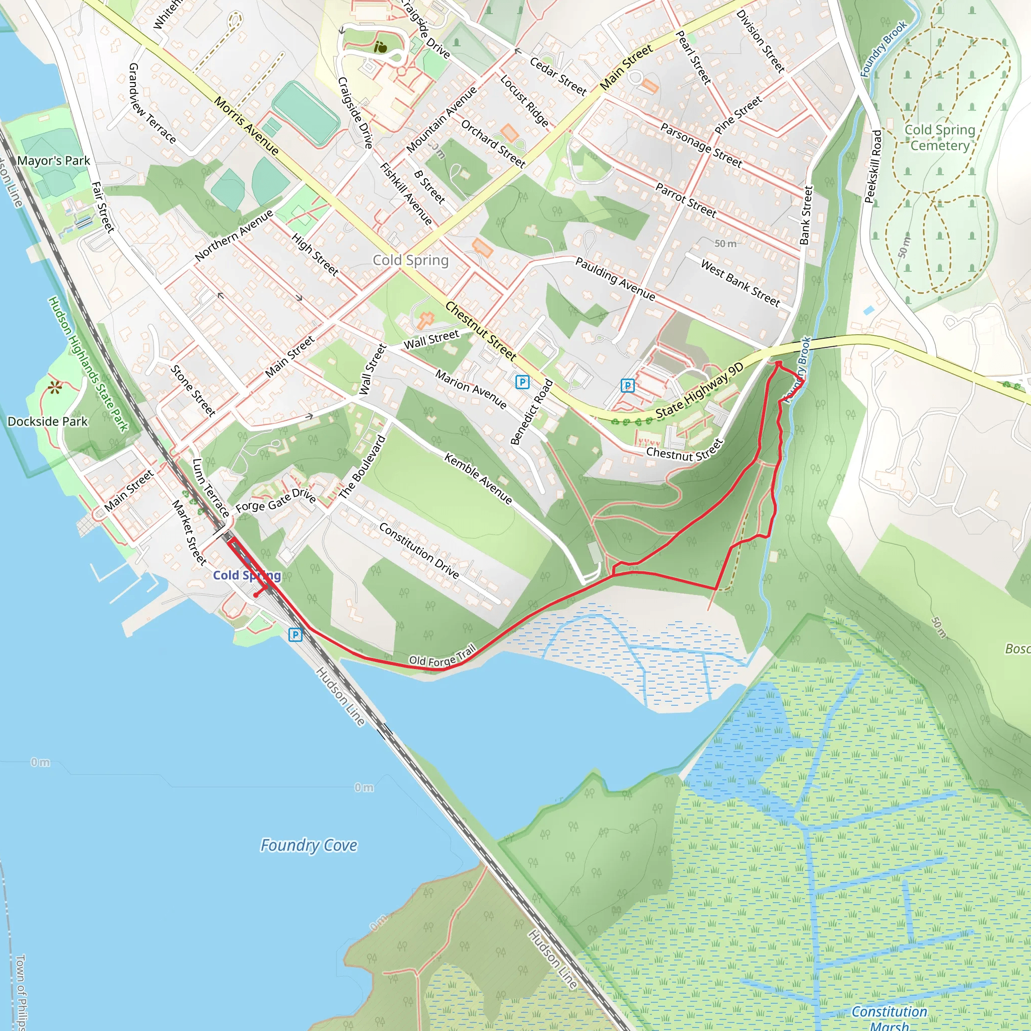 Foundry Brook via Old Forge Trail mobile static map