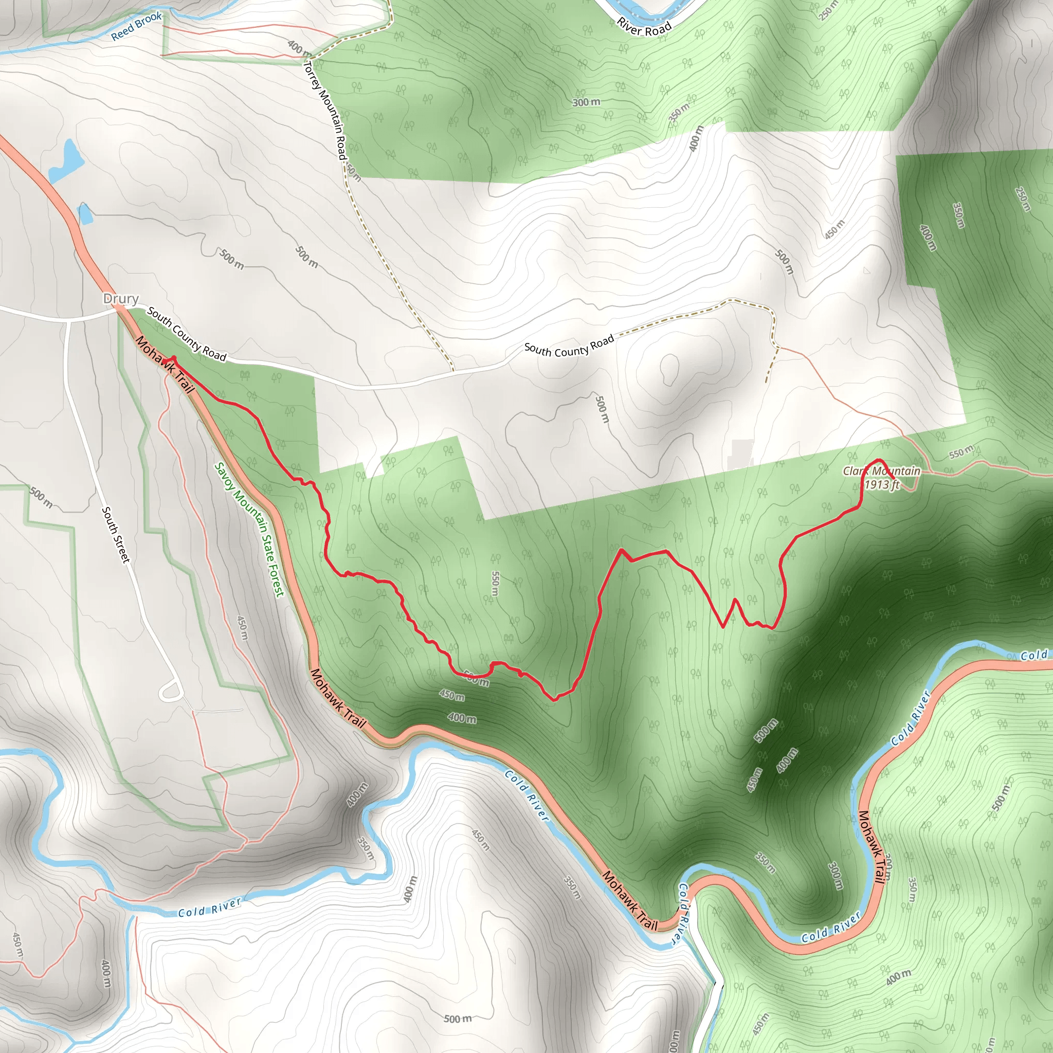 Clark Mountain via Mahican-Mohawk Trail mobile static map